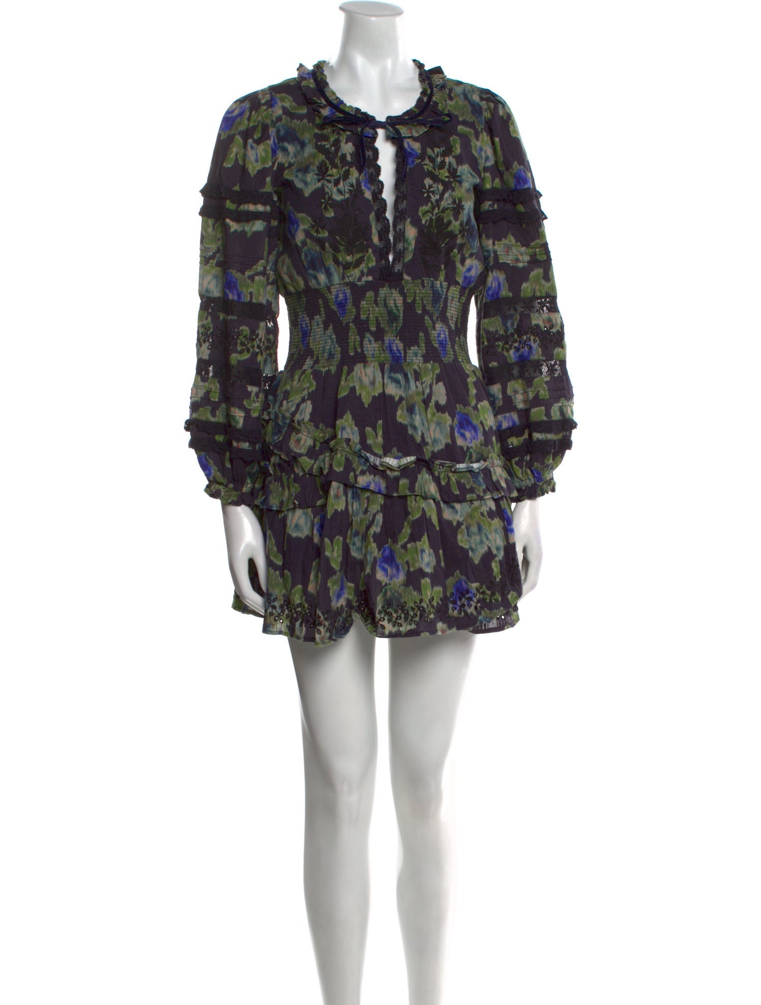 LoveShackFancy Floral Print Mini Dress