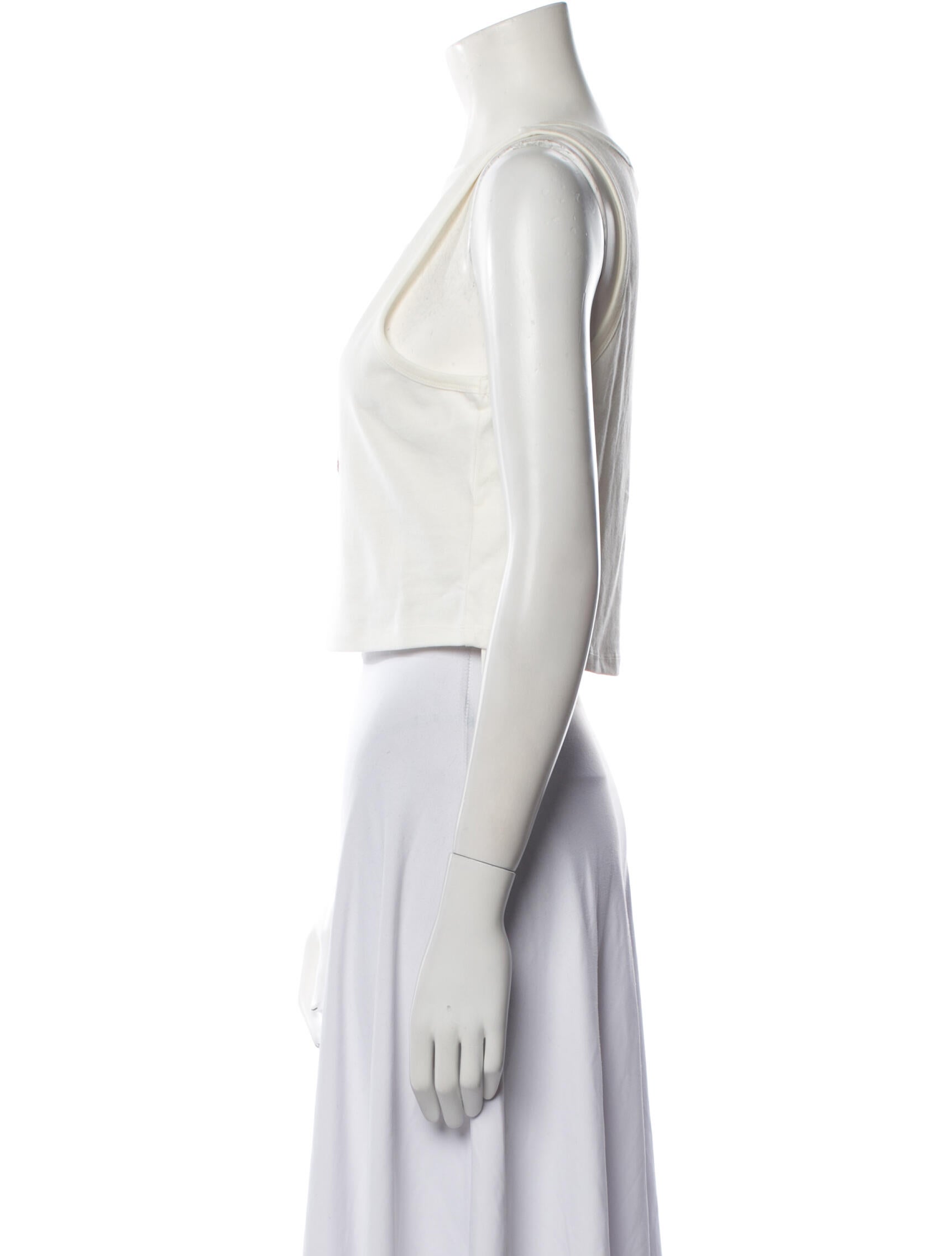 LoveShackFancy Graphic Print Scoop Neck Crop Top