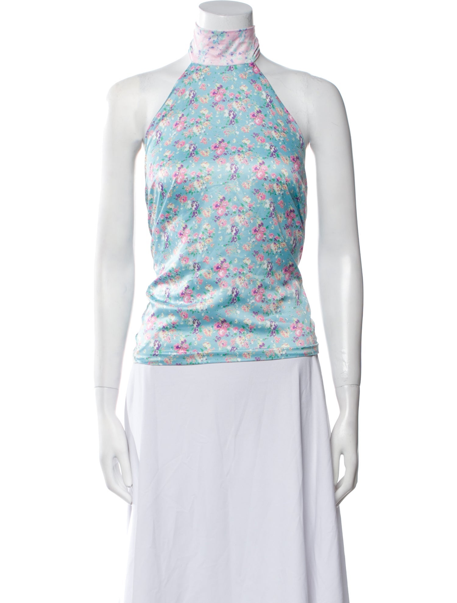 LoveShackFancy Floral Print Turtleneck Crop Top