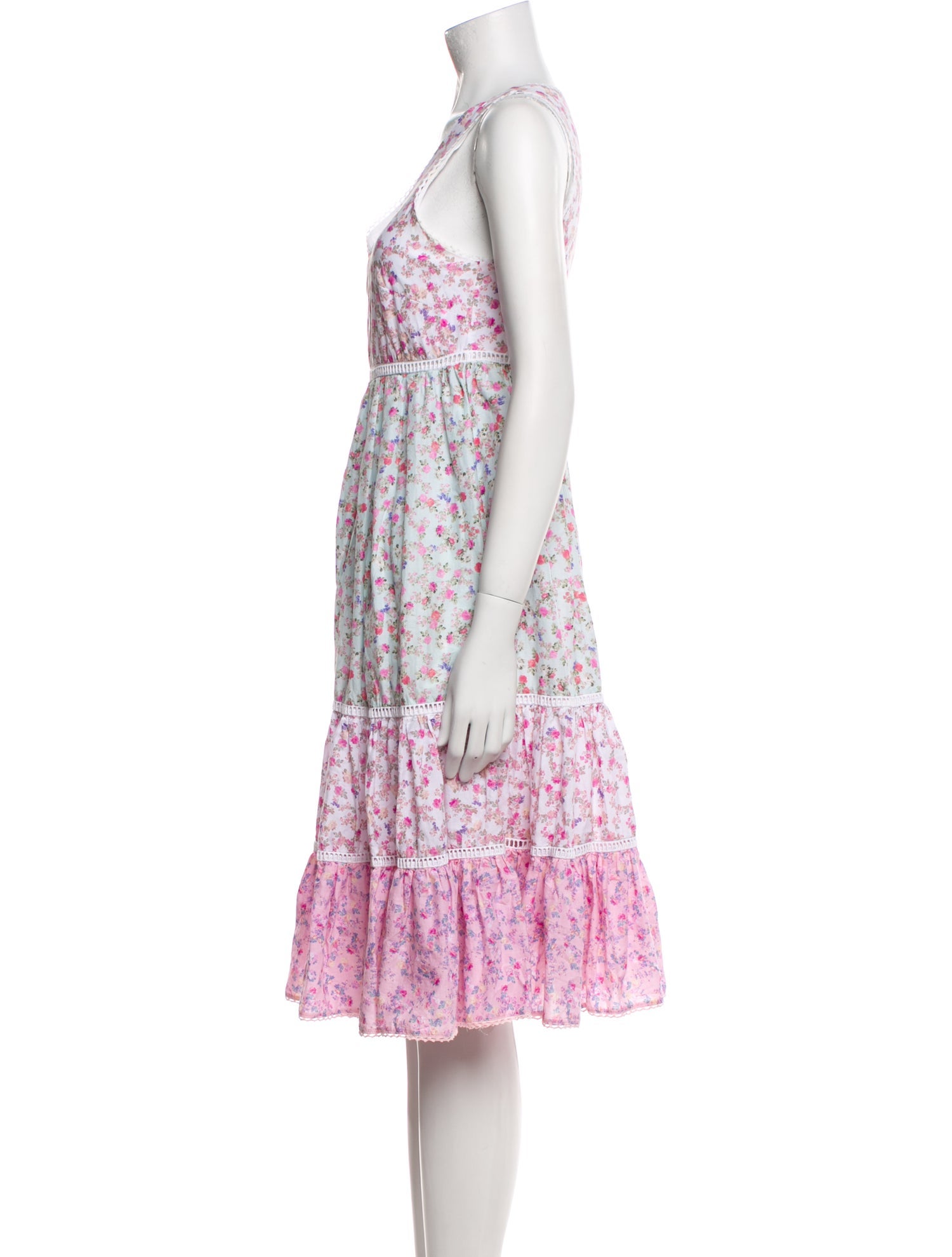 LoveShackFancy Floral Print Knee-Length Dress