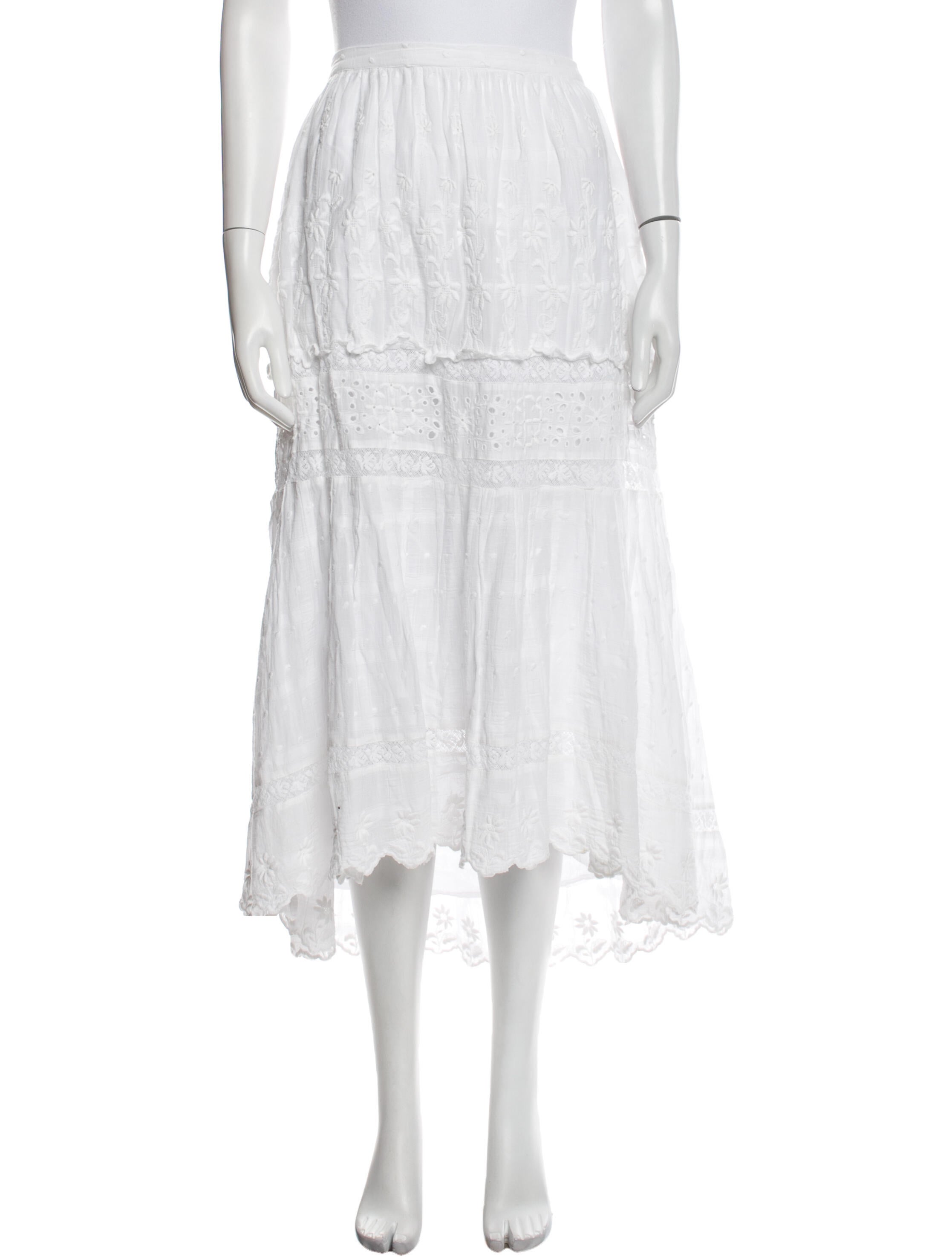 LoveShackFancy Tassel Accents Midi Length Skirt