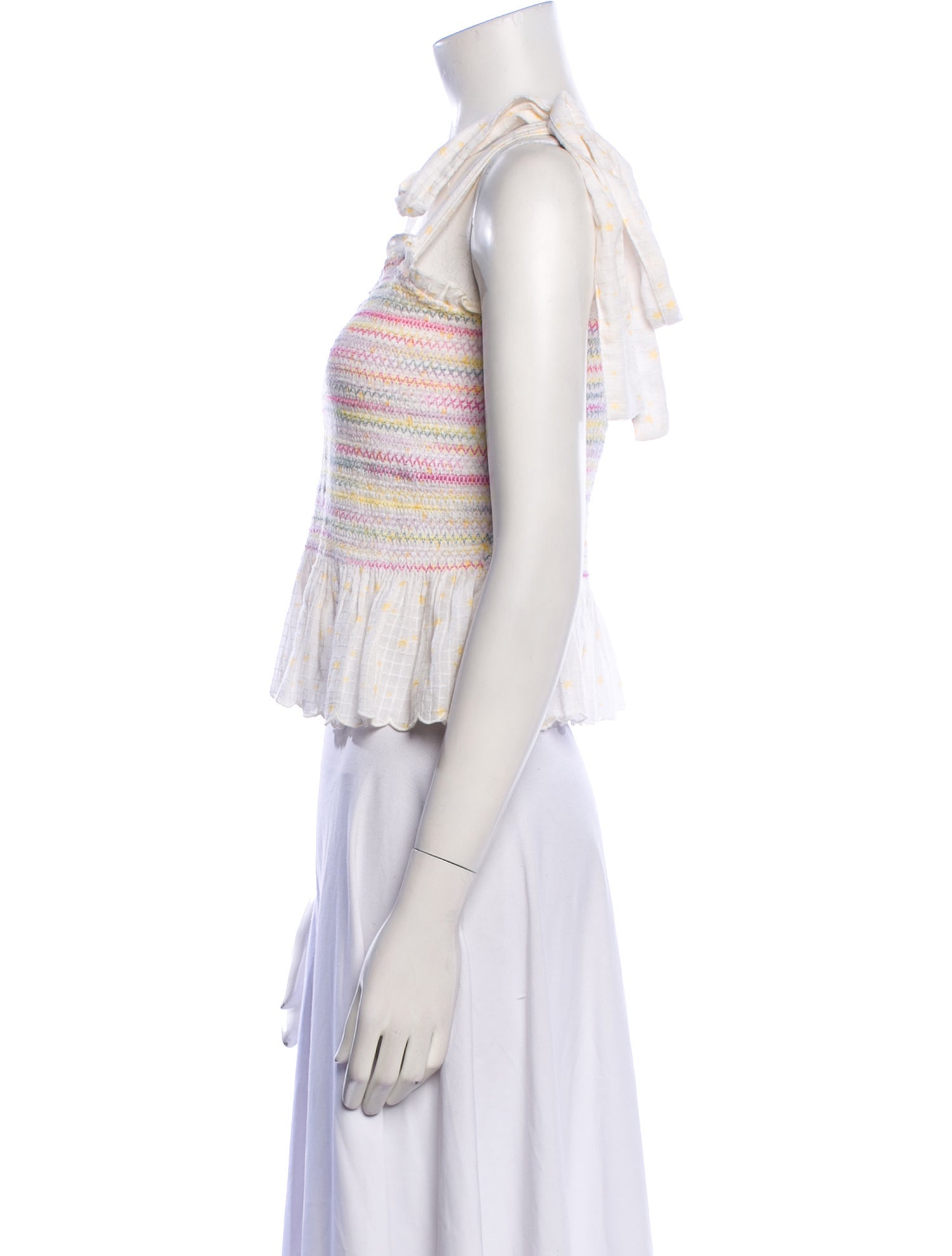 LoveShackFancy Striped Square Neckline Crop Top