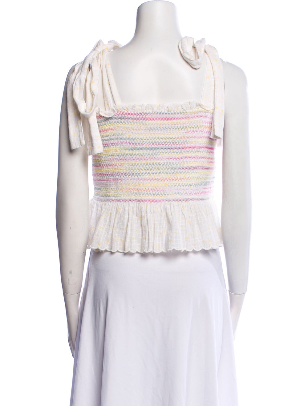 LoveShackFancy Crop Top Neutrals Striped Sleevele… - image 3