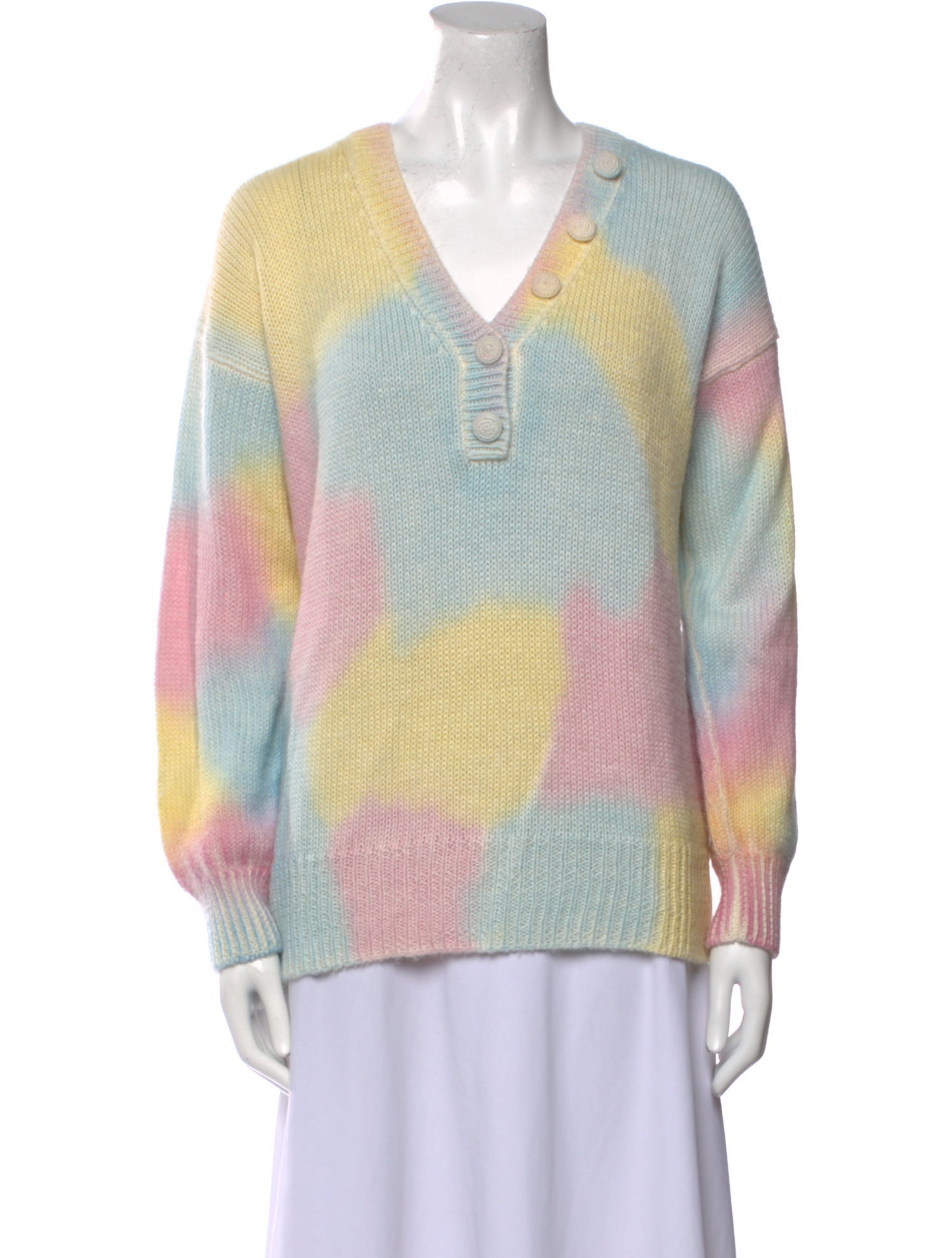 LoveShackFancy Printed V-Neck Sweater