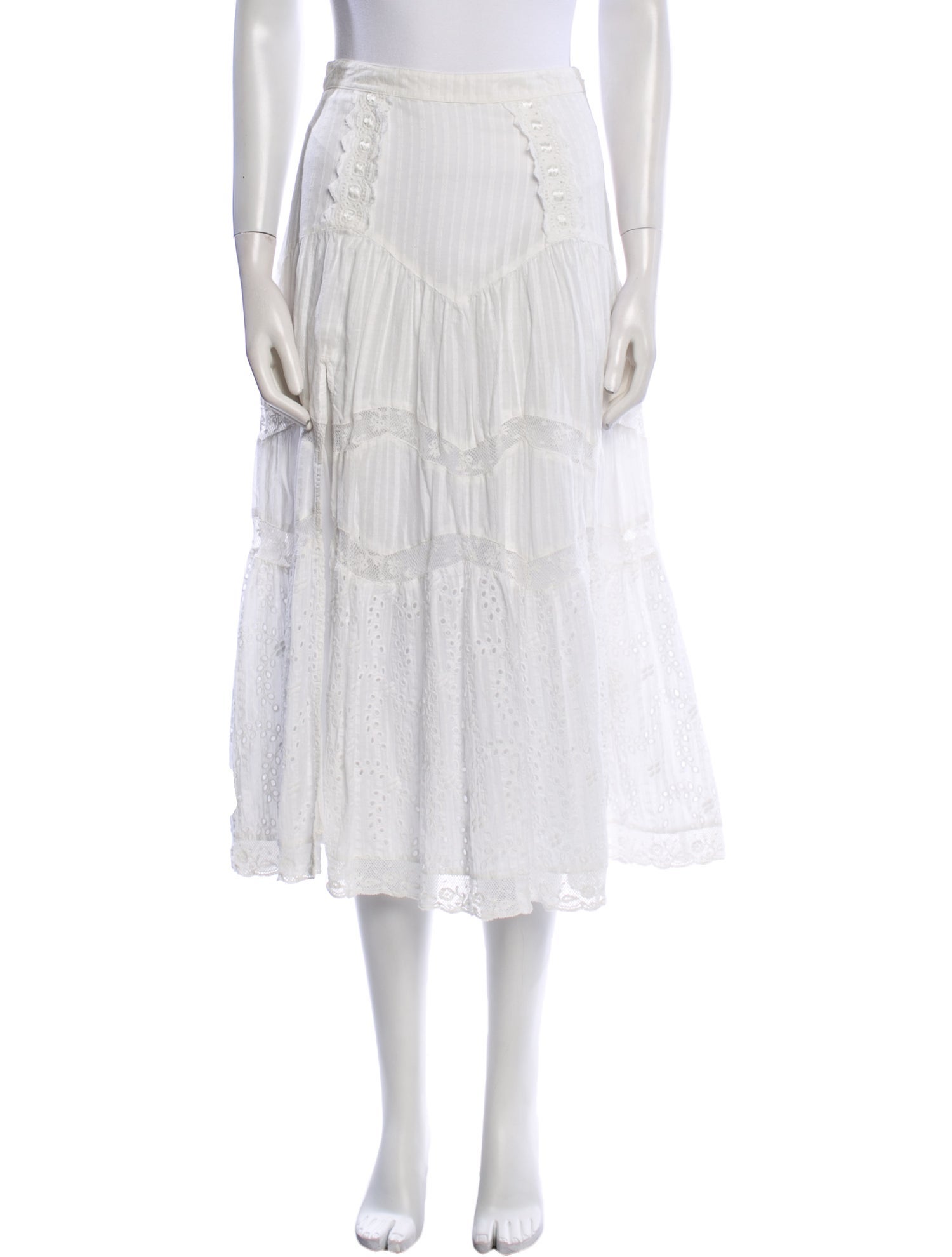 LoveShackFancy Ruffle Embellishment Midi Length Skirt