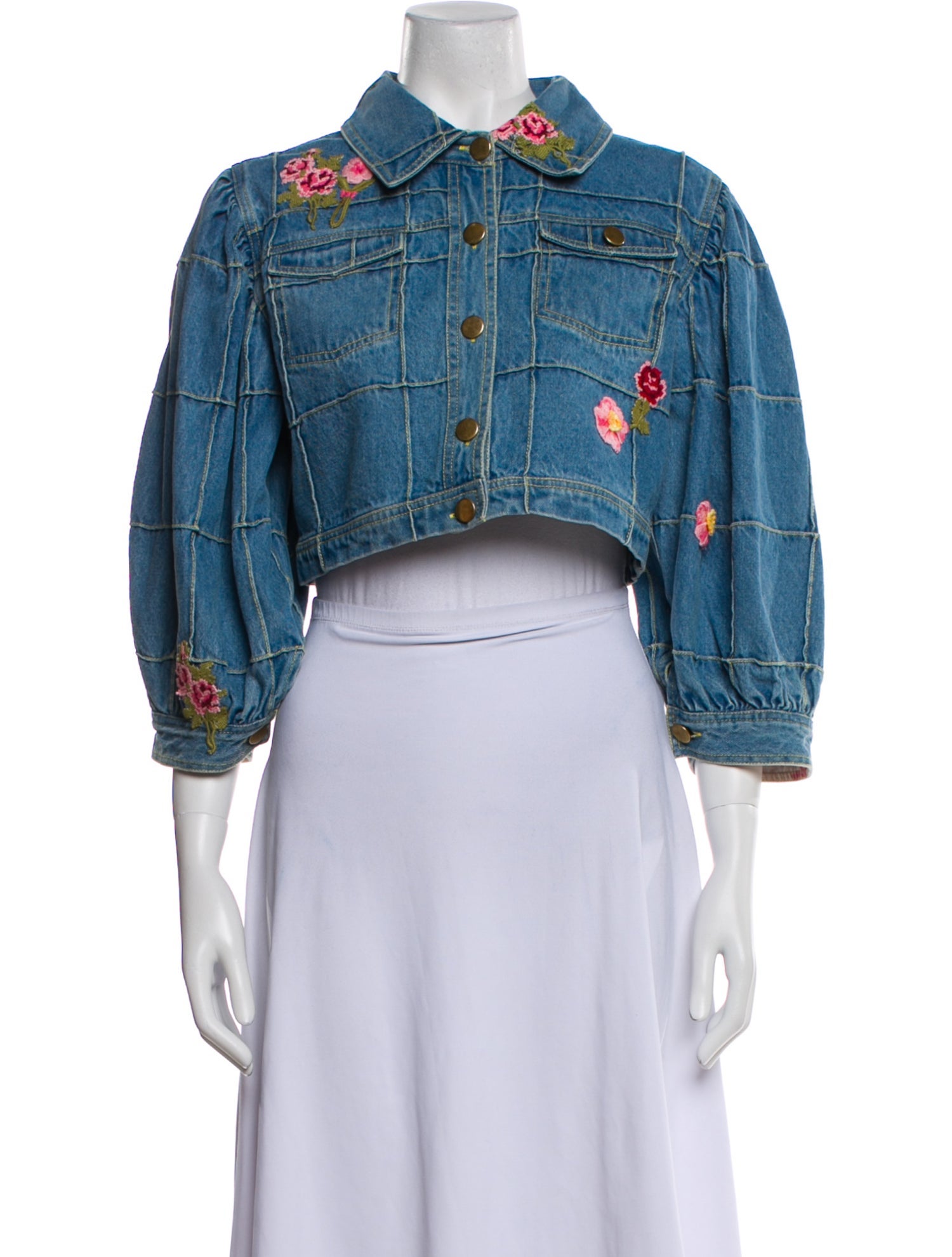 LoveShackFancy Patterned Denim Jacket