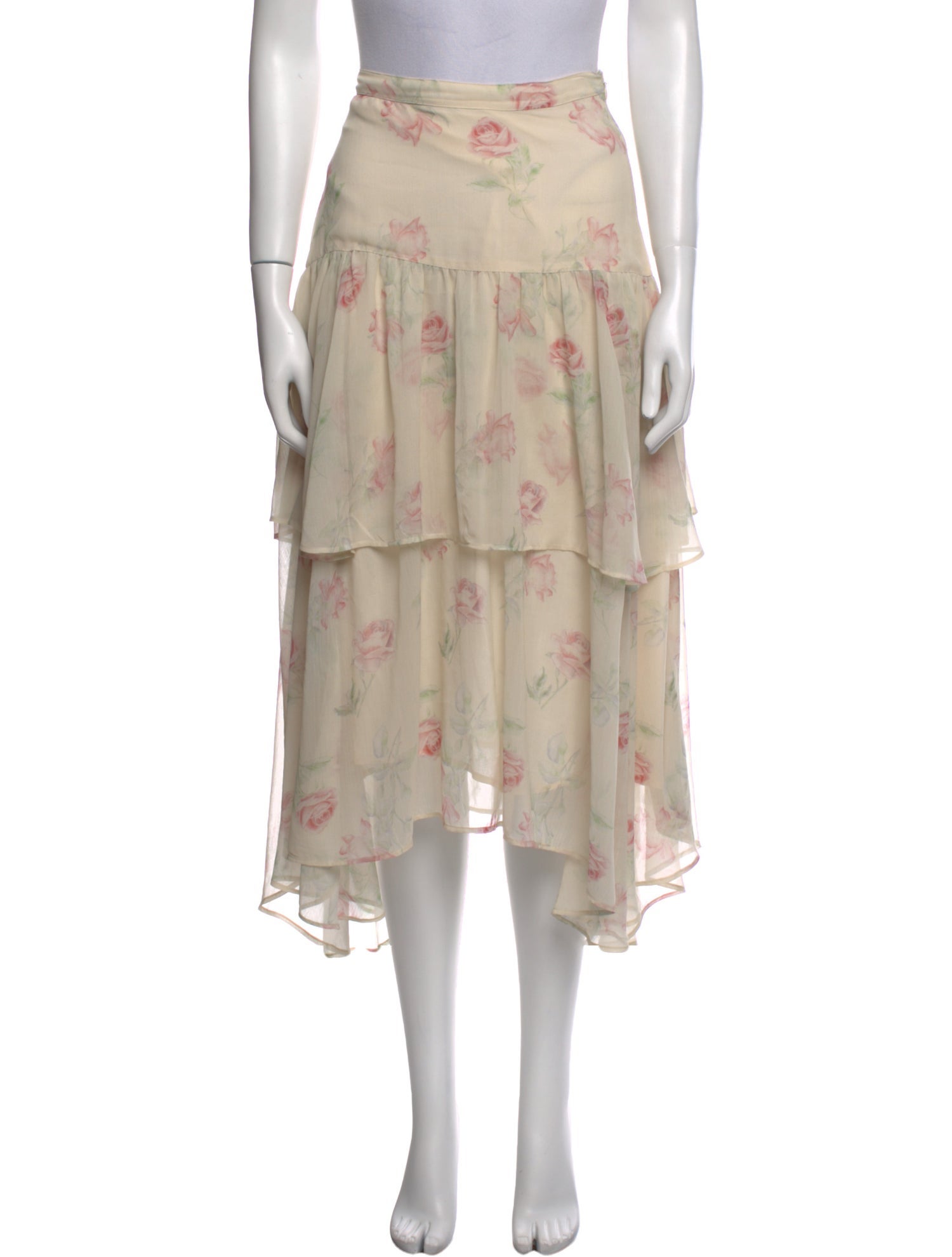 LoveShackFancy Floral Print Knee-Length Skirt