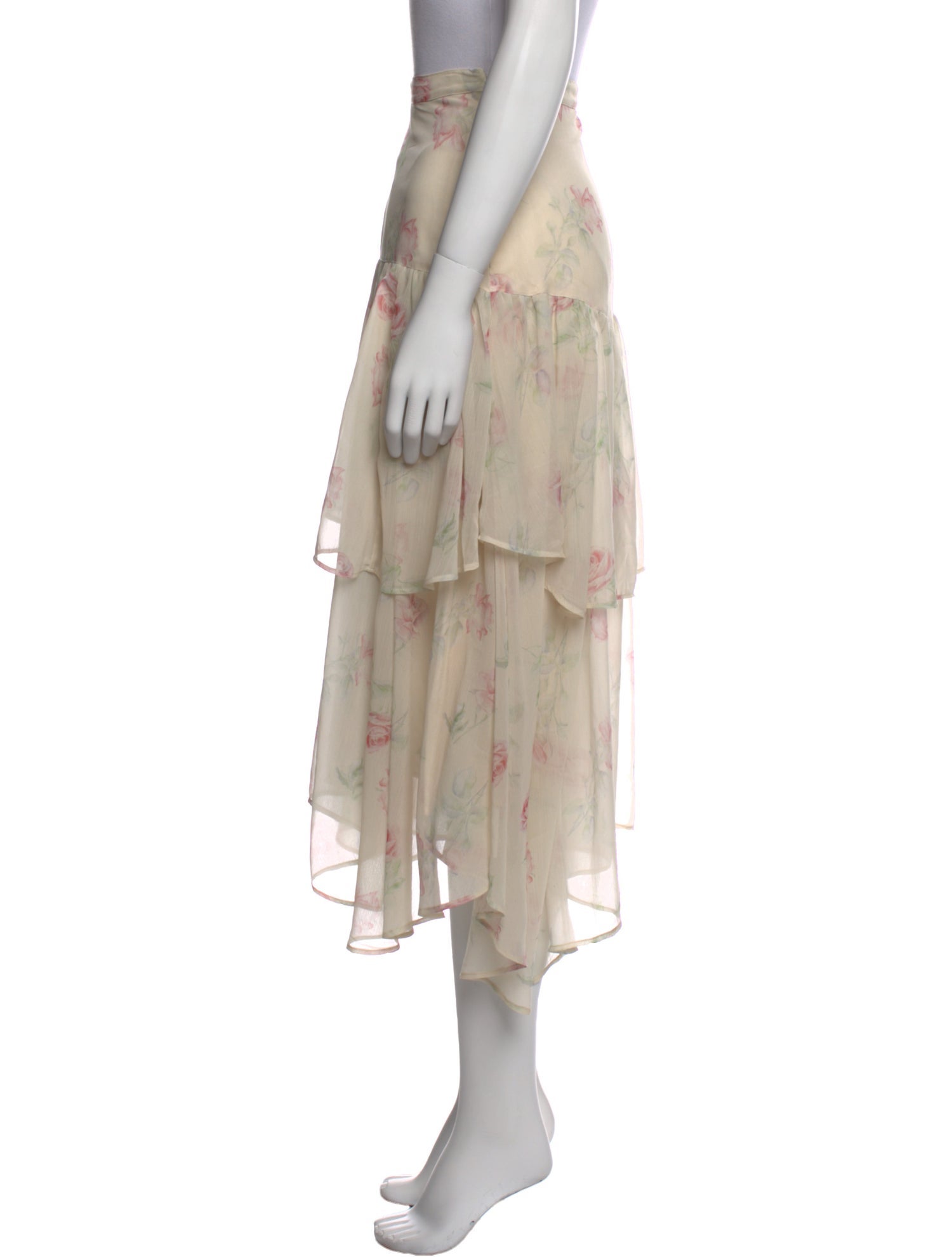 LoveShackFancy Floral Print Knee-Length Skirt