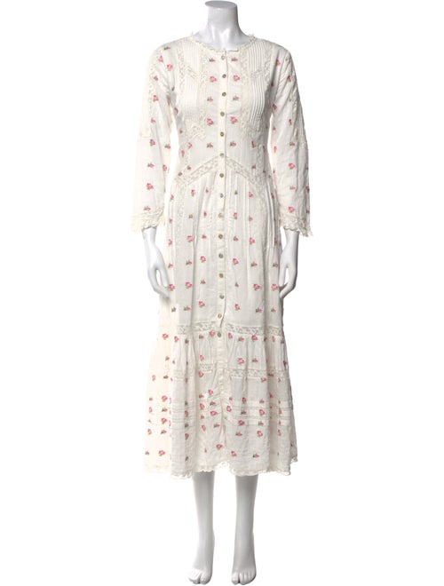 LoveShackFancy Floral Print Midi Length Dress