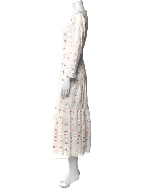 LoveShackFancy Floral Print Midi Length Dress