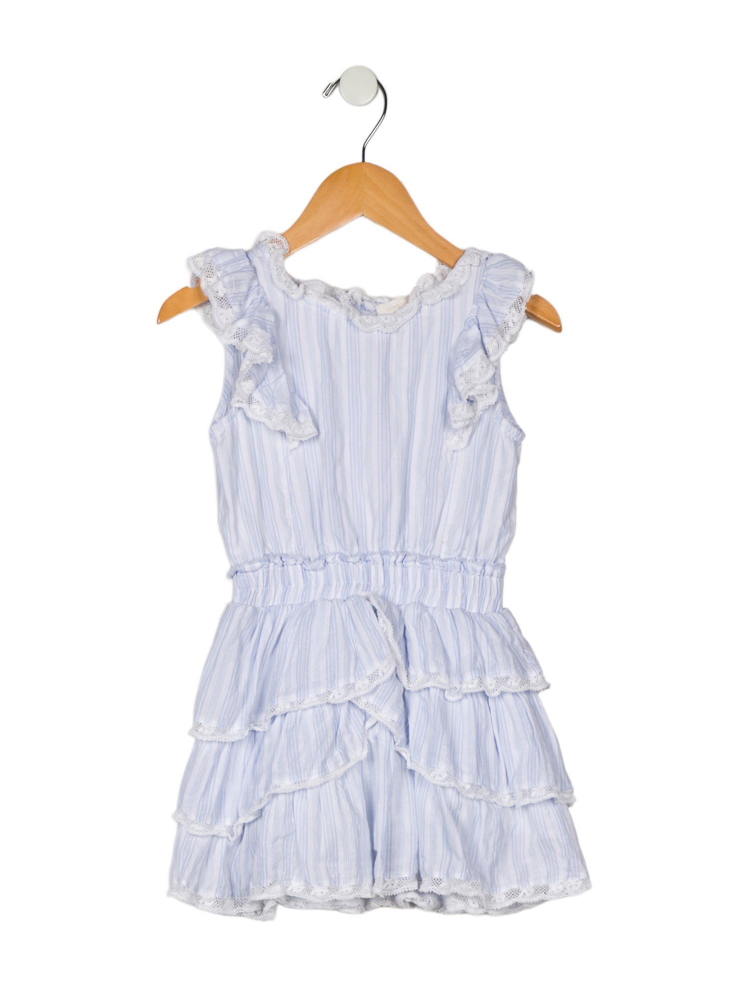 LoveShackFancy Girls Sleeveless Ruffle Striped Dress
