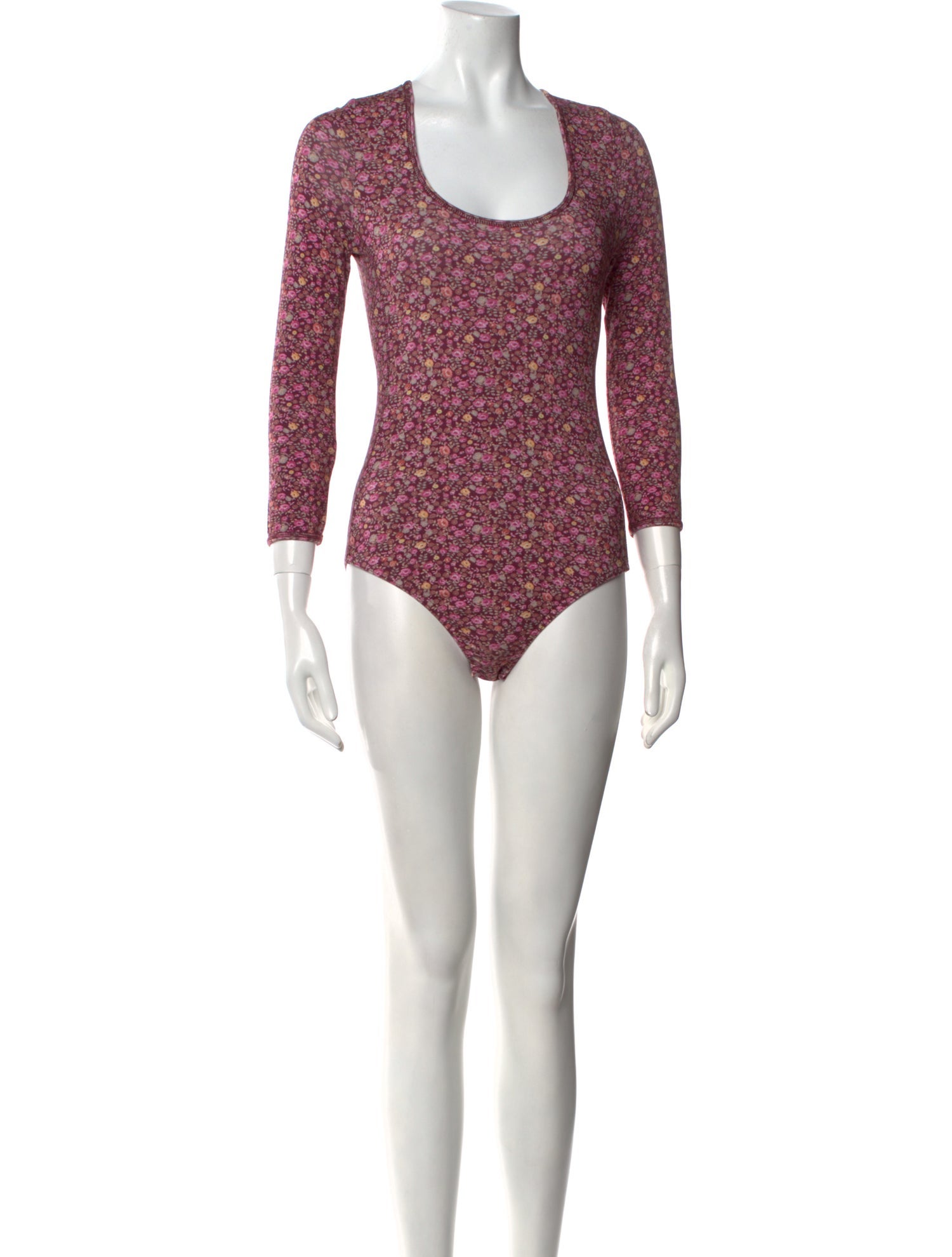 LoveShackFancy Floral Print Scoop Neck Bodysuit