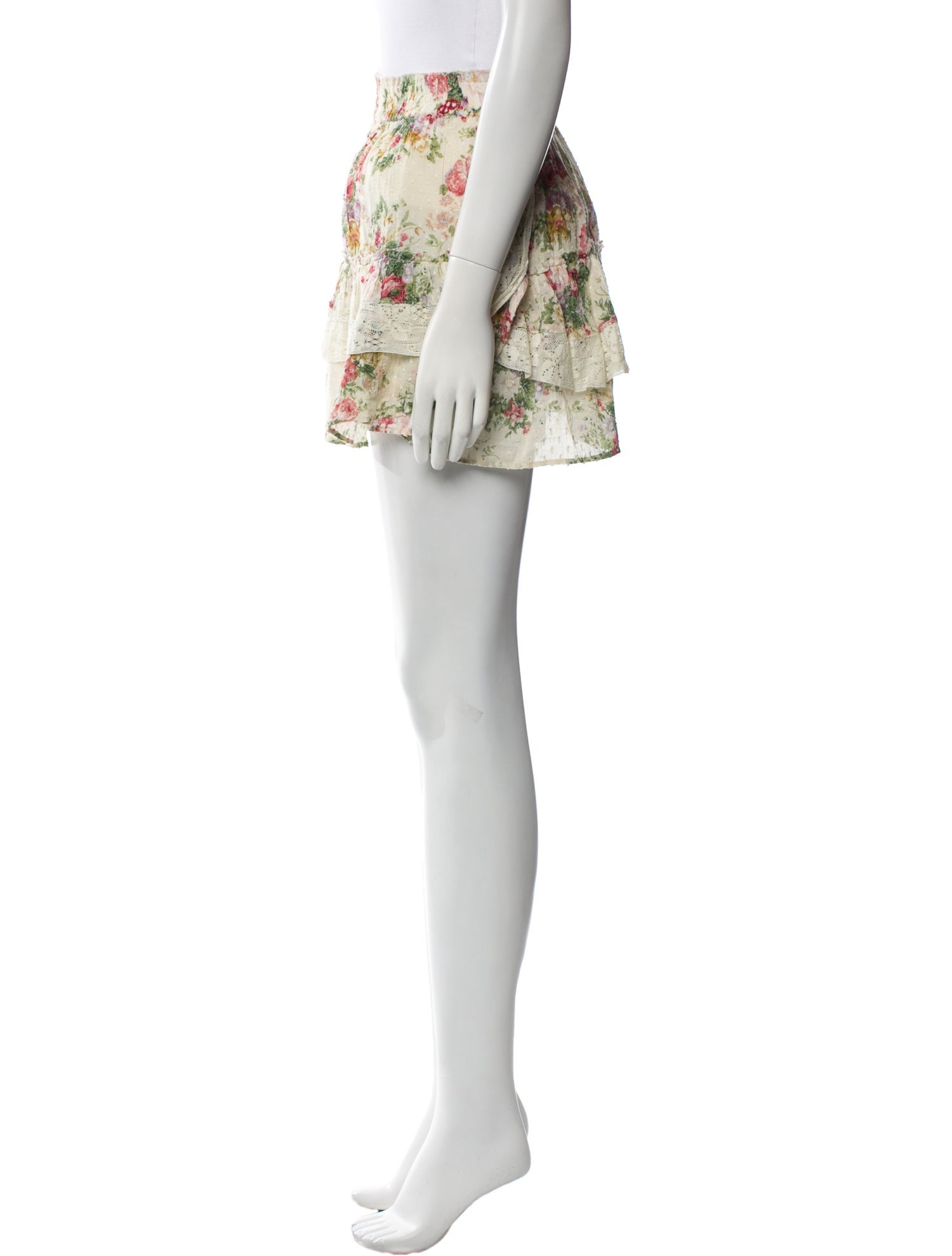 LoveShackFancy Floral Print Mini Skirt