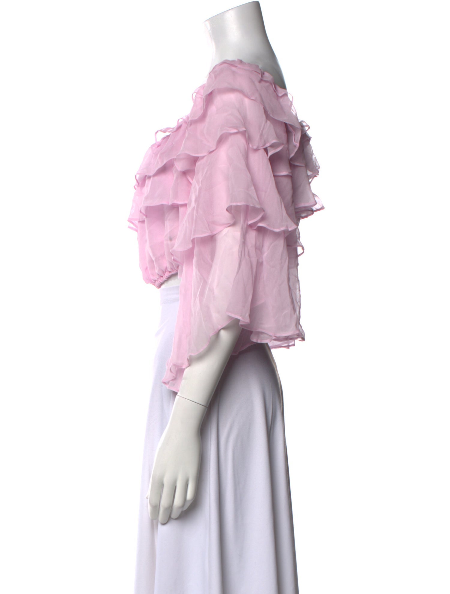 LoveShackFancy Silk Off-The-Shoulder Crop Top