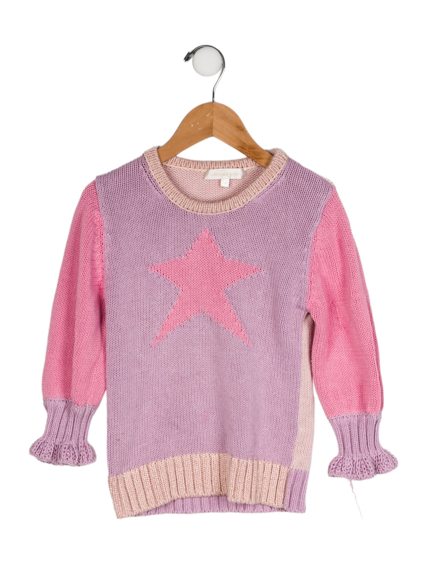LoveShackFancy Girls' Colorblock Knit Sweater