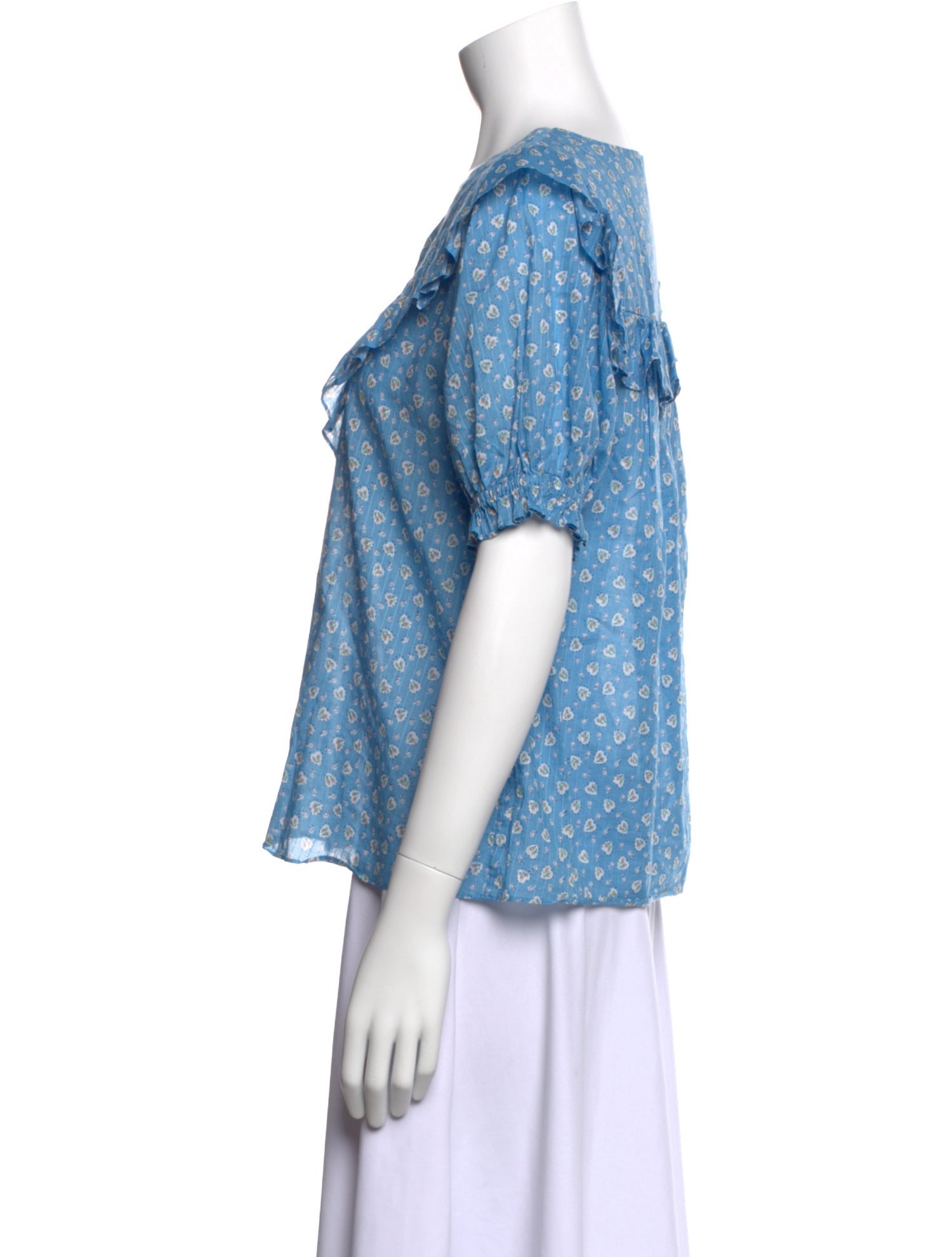 LoveShackFancy Printed V-Neck Blouse