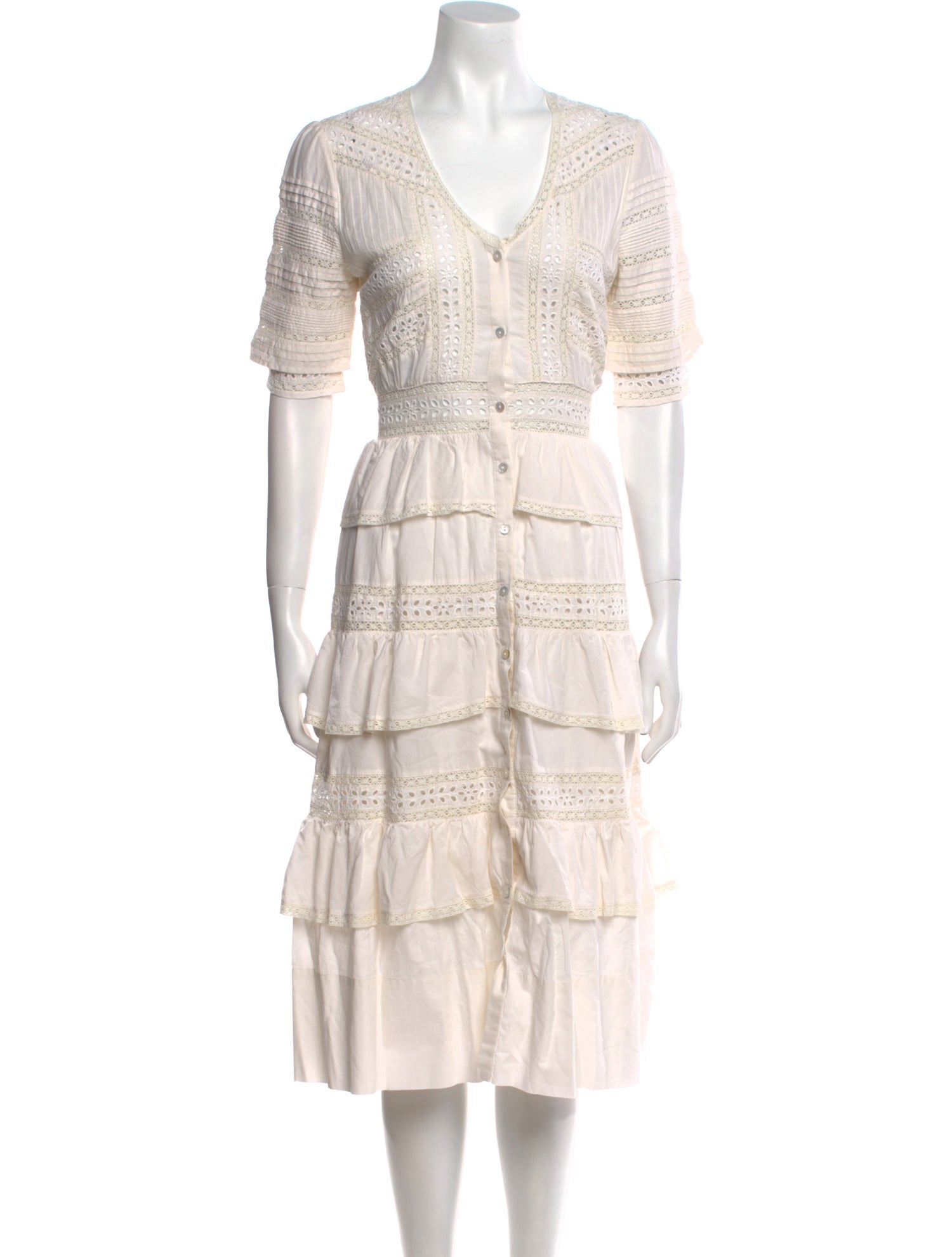 LoveShackFancy V-Neck Midi Length Dress