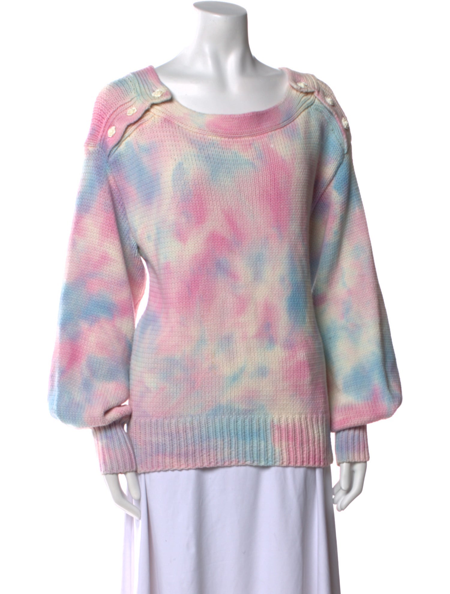 LoveShackFancy Tie-Dye Print Scoop Neck Sweater