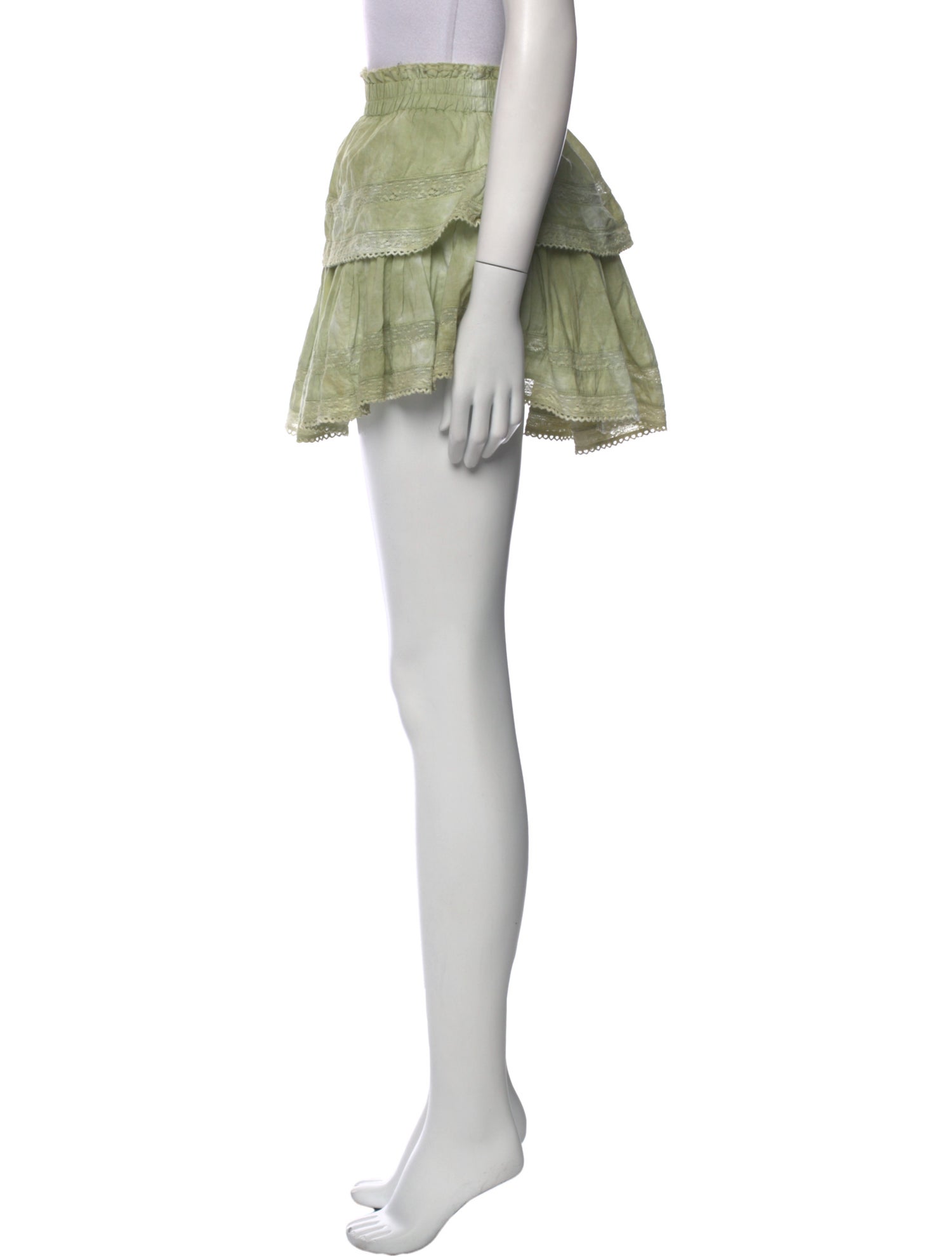 LoveShackFancy Distressed Accents Mini Skirt