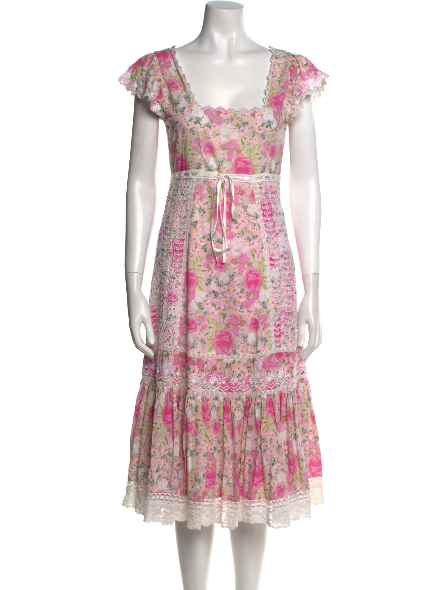 LoveShackFancy Floral Print Midi Length Dress