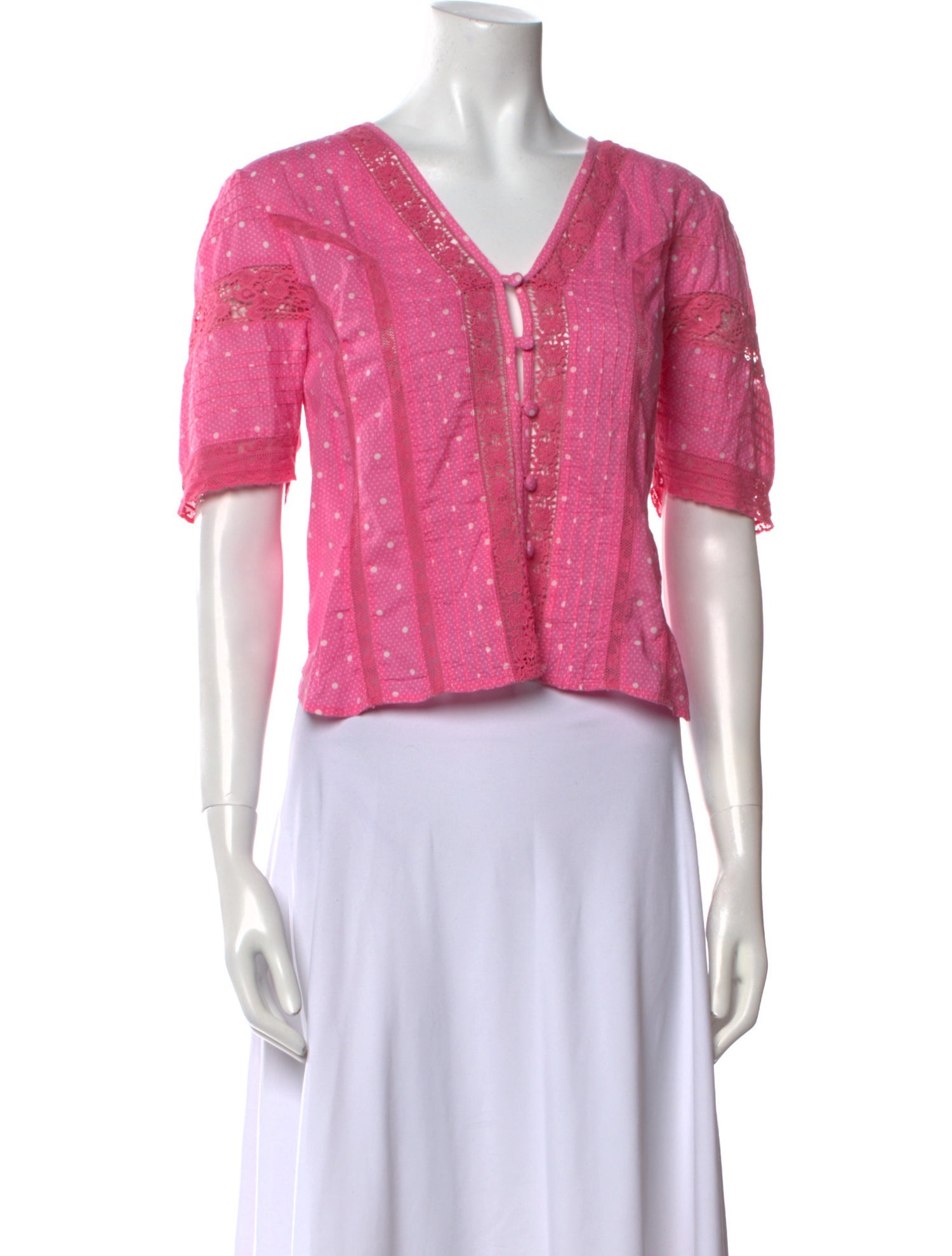 LoveShackFancy V-Neck Short Sleeve Crop Top w/ Tags