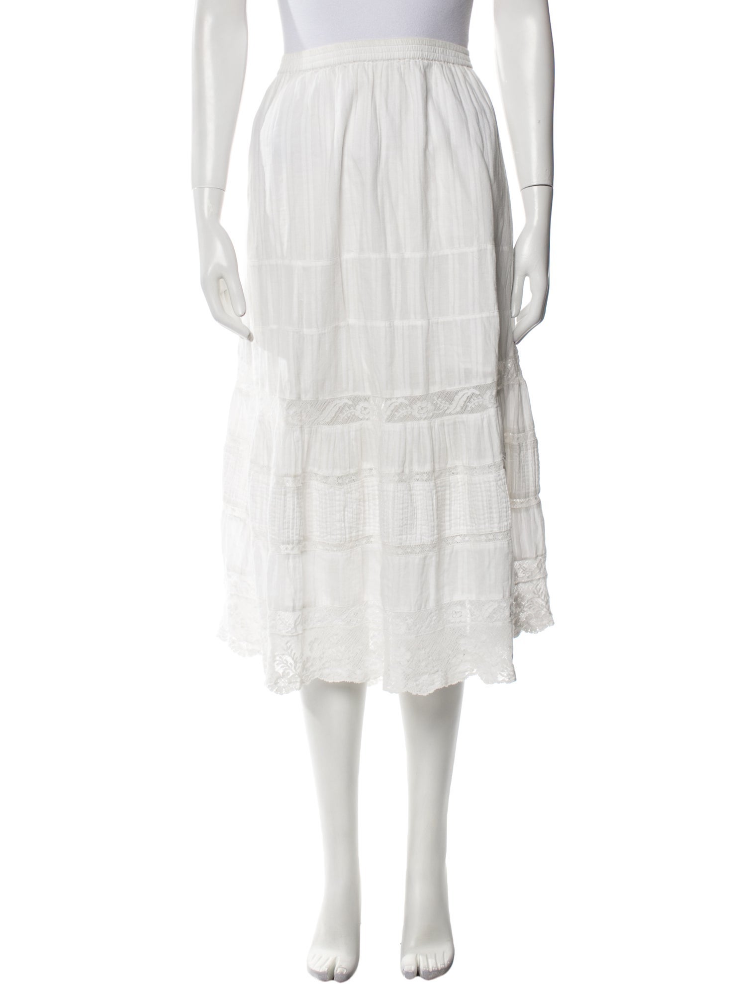 LoveShackFancy Pleated Accents Midi Length Skirt