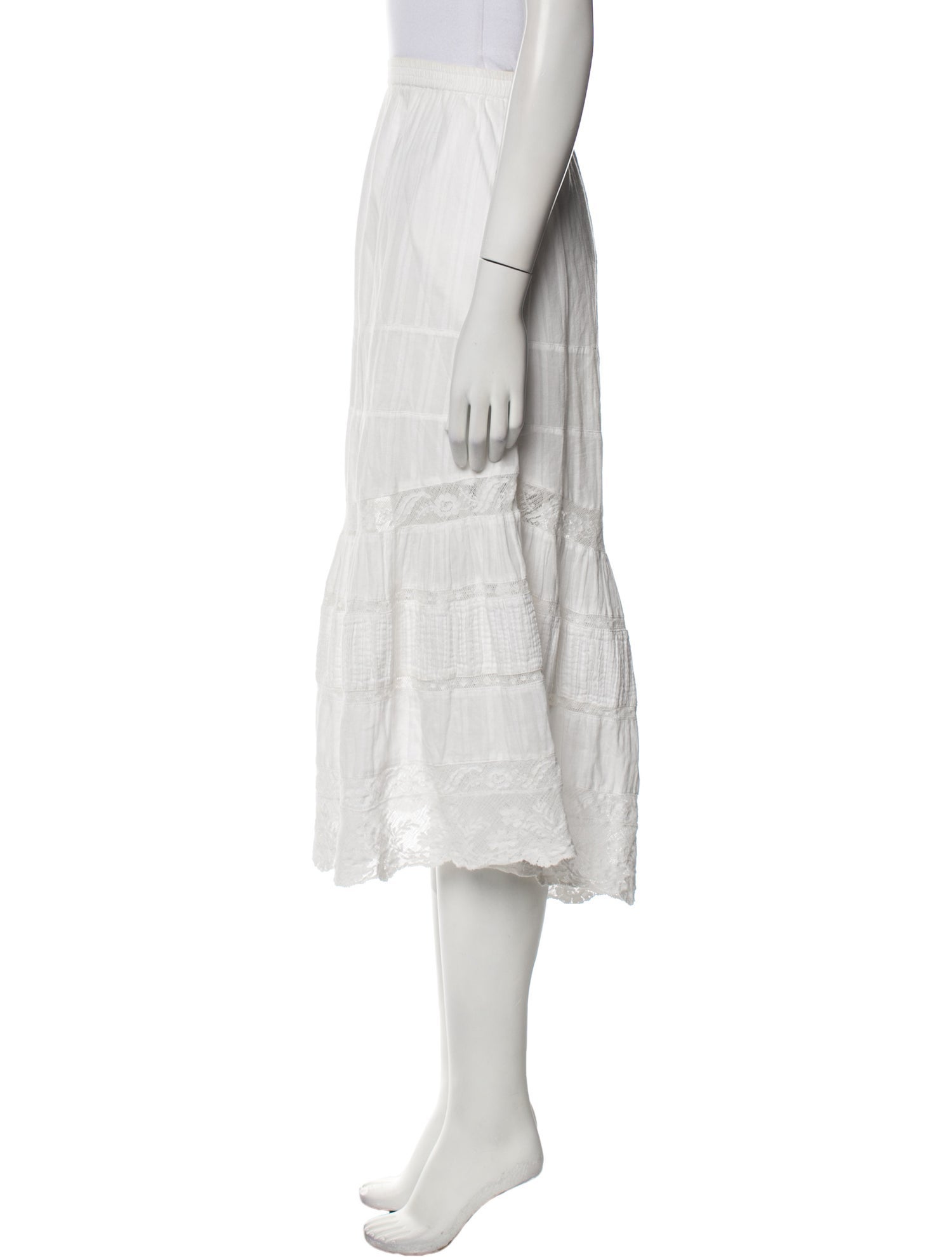 LoveShackFancy Pleated Accents Midi Length Skirt