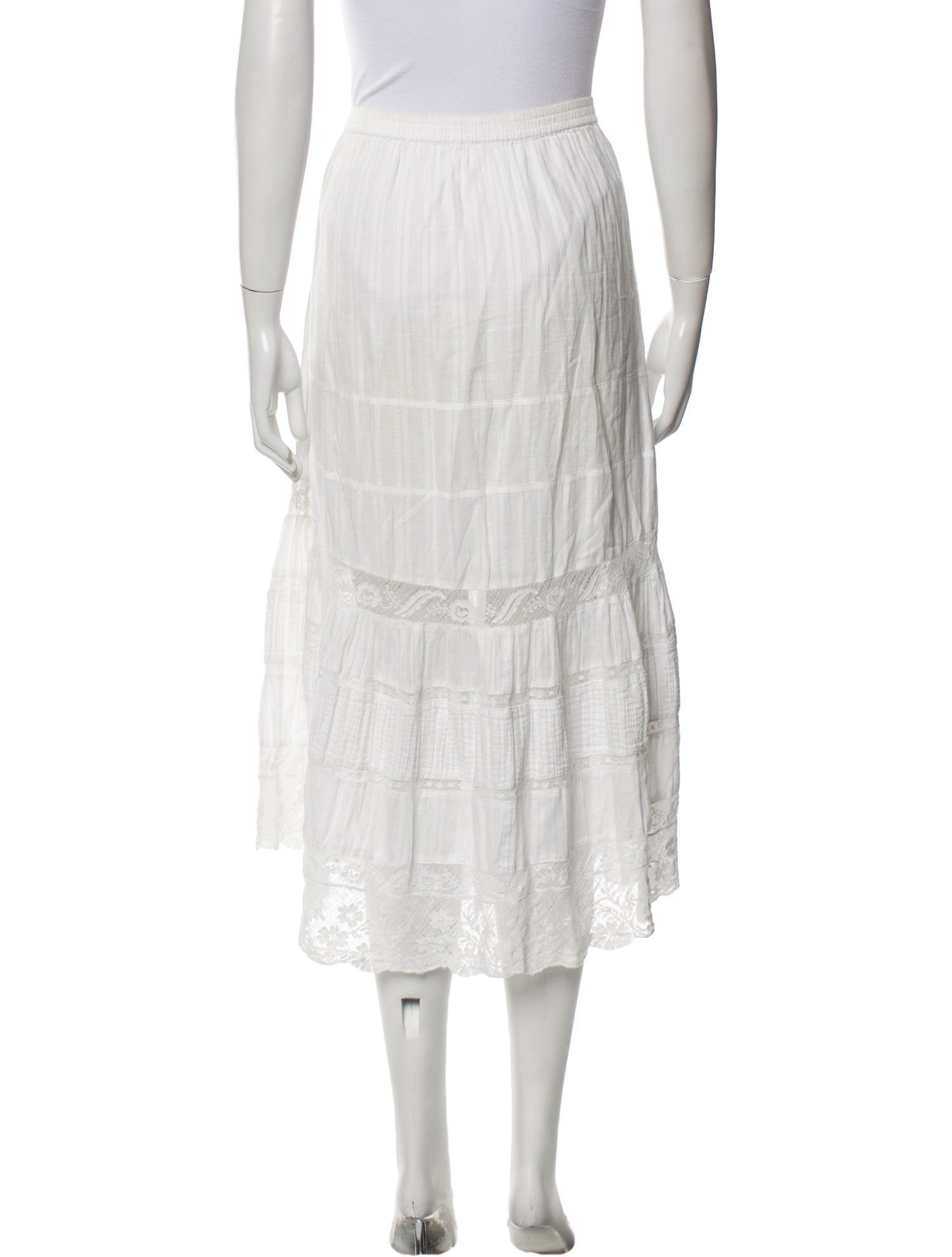 LoveShackFancy Pleated Accents Midi Length Skirt