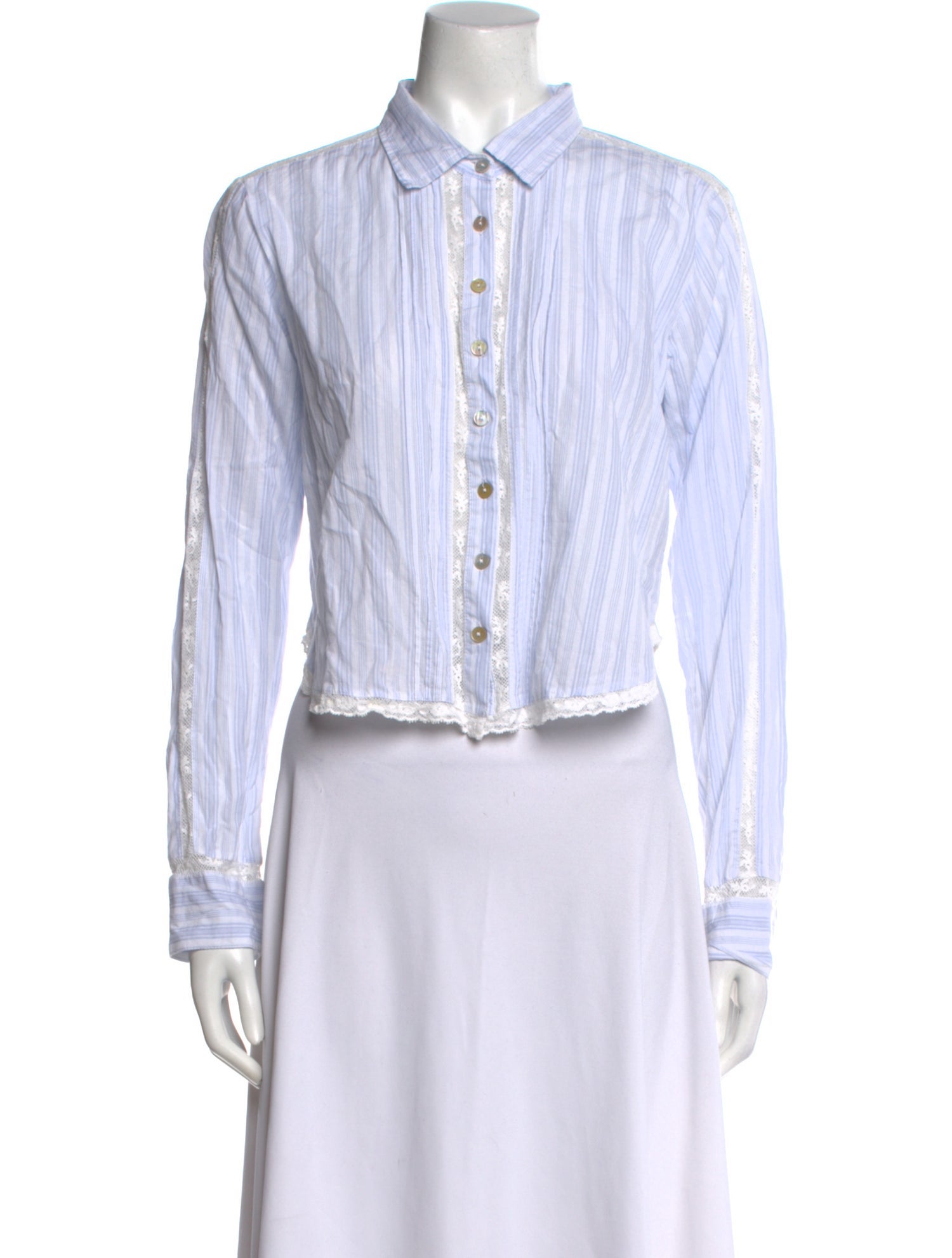 LoveShackFancy Striped Long Sleeve Button-Up Top