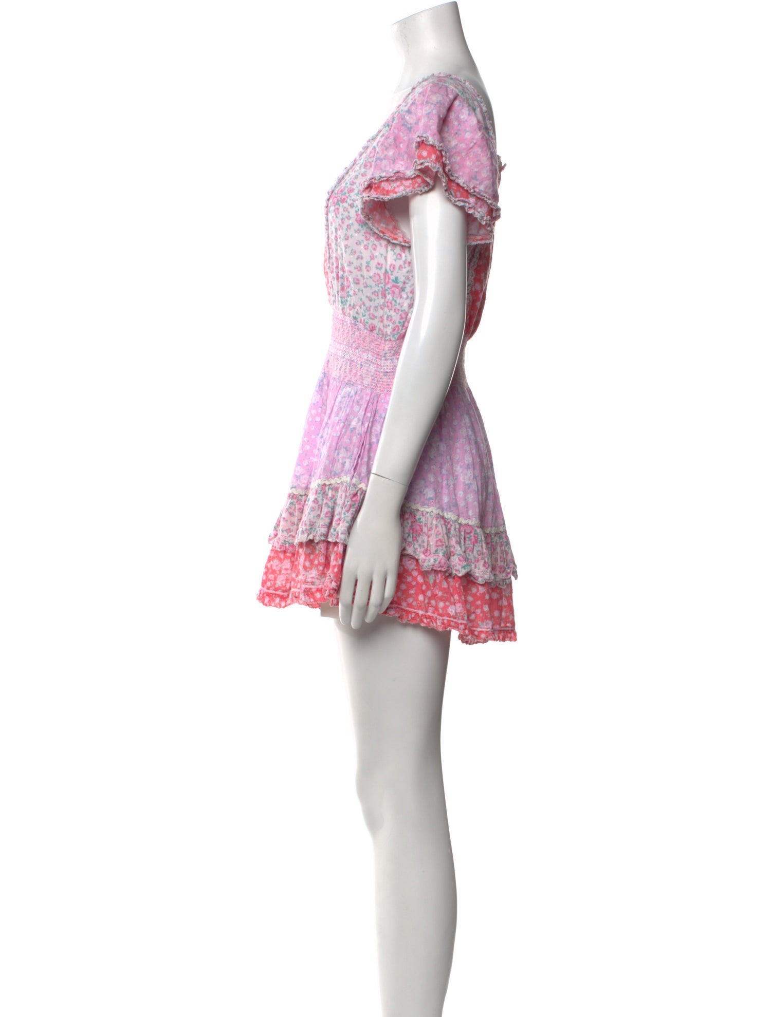 LoveShackFancy Floral Print Mini Dress