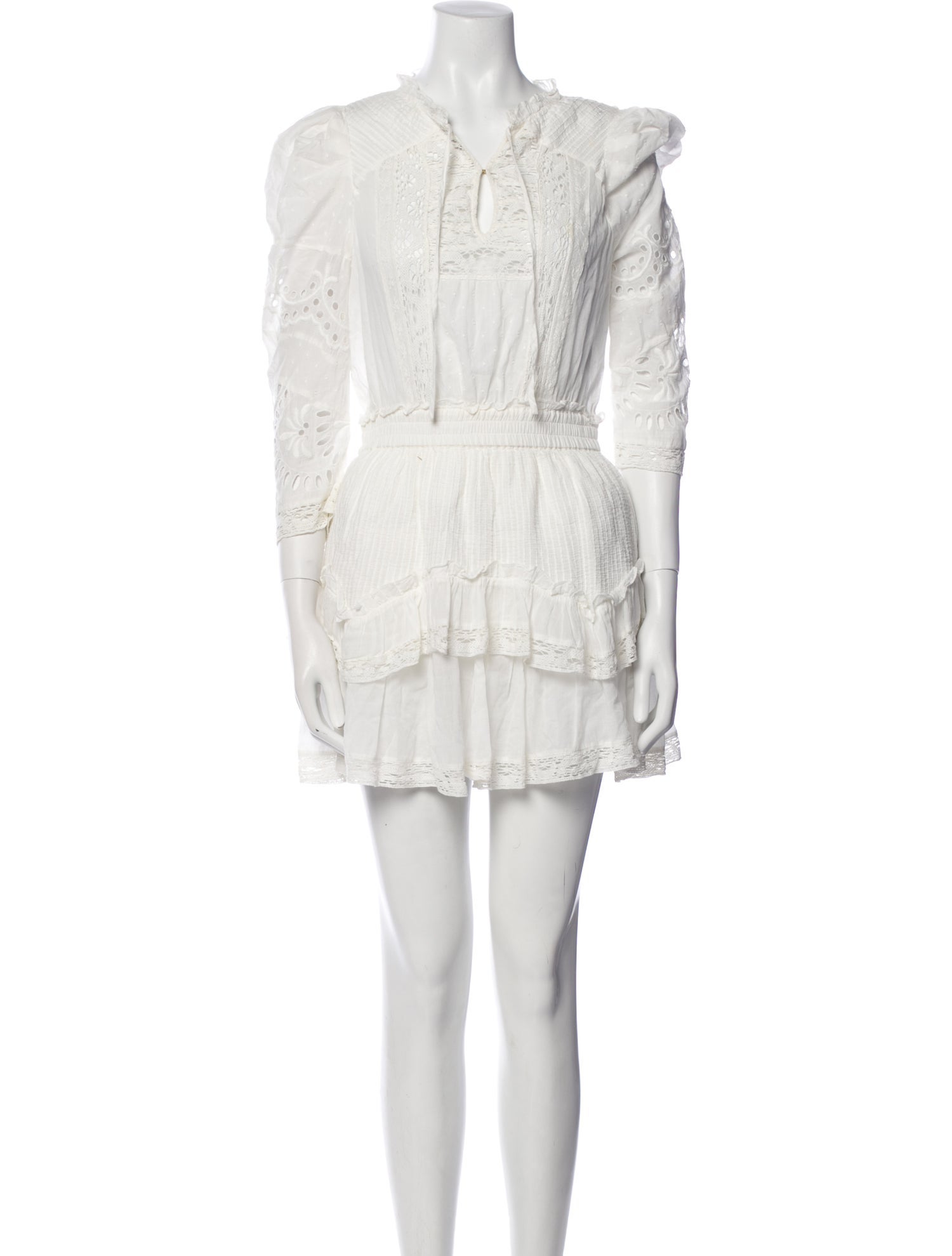 LoveShackFancy V-Neck Mini Dress