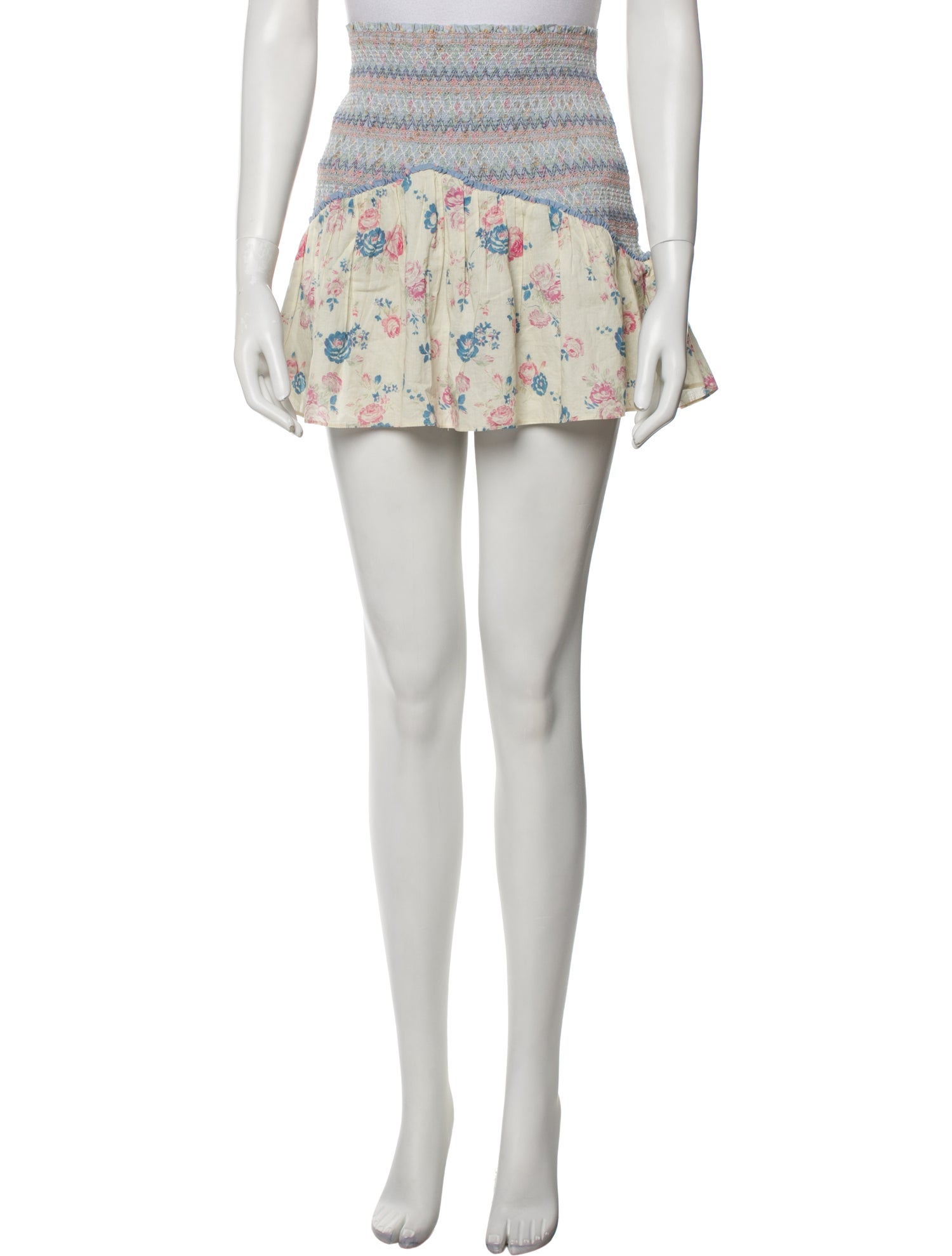 LoveShackFancy Floral Print Mini Skirt