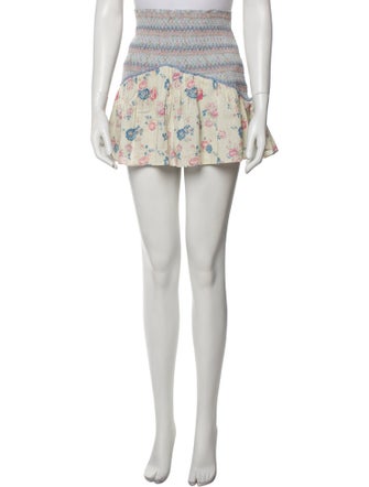 LoveShackFancy Floral Print Mini Skirt