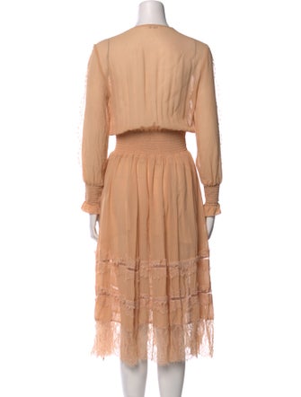 LoveShackFancy Tie Neck Midi Length Dress