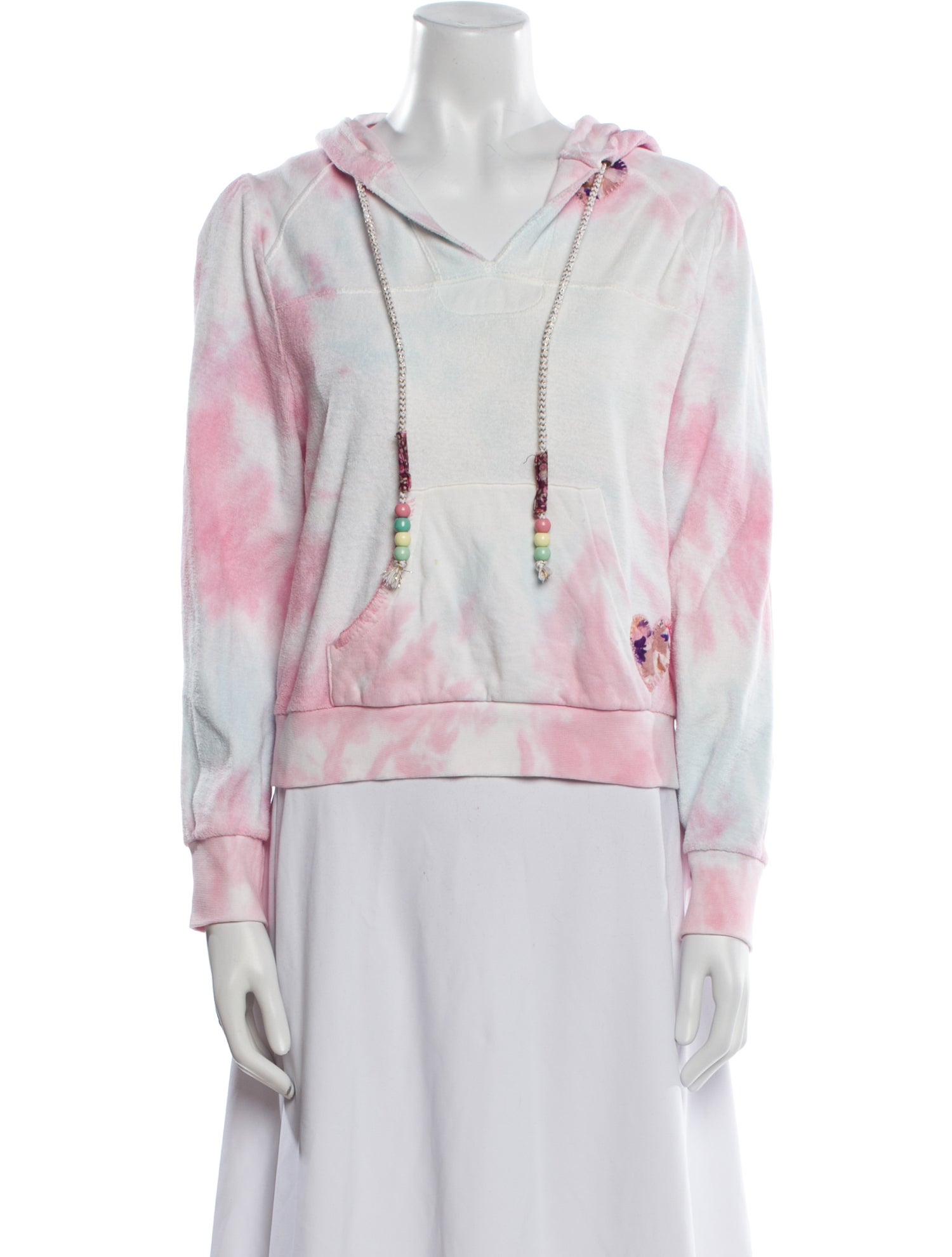 LoveShackFancy Tie-Dye Print V-Neck Sweatshirt