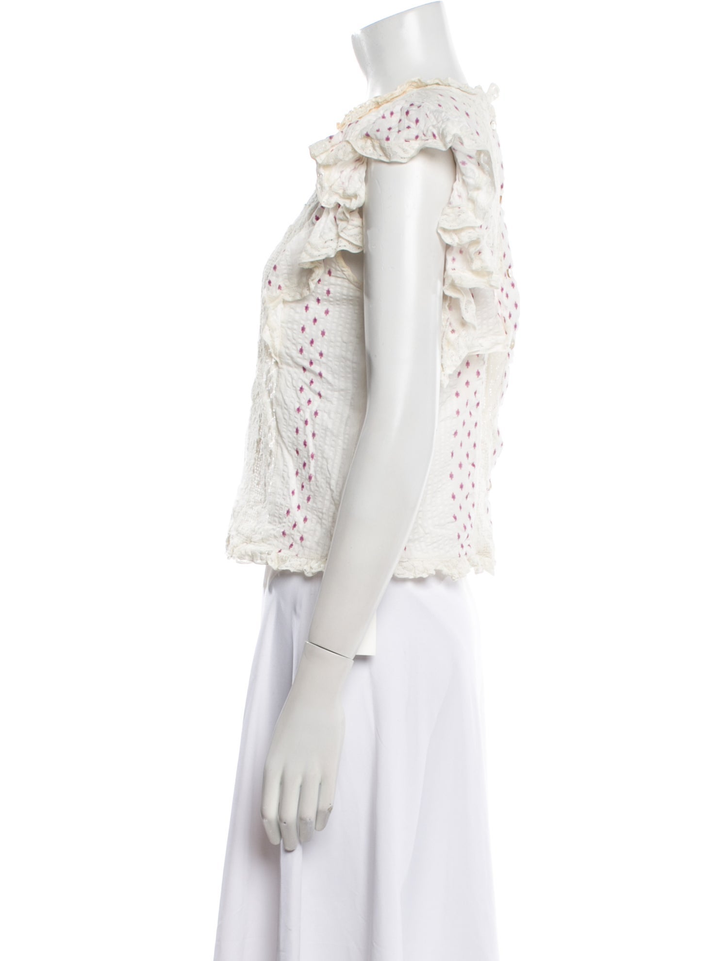 LoveShackFancy Crew Neck Short Sleeve Crop Top