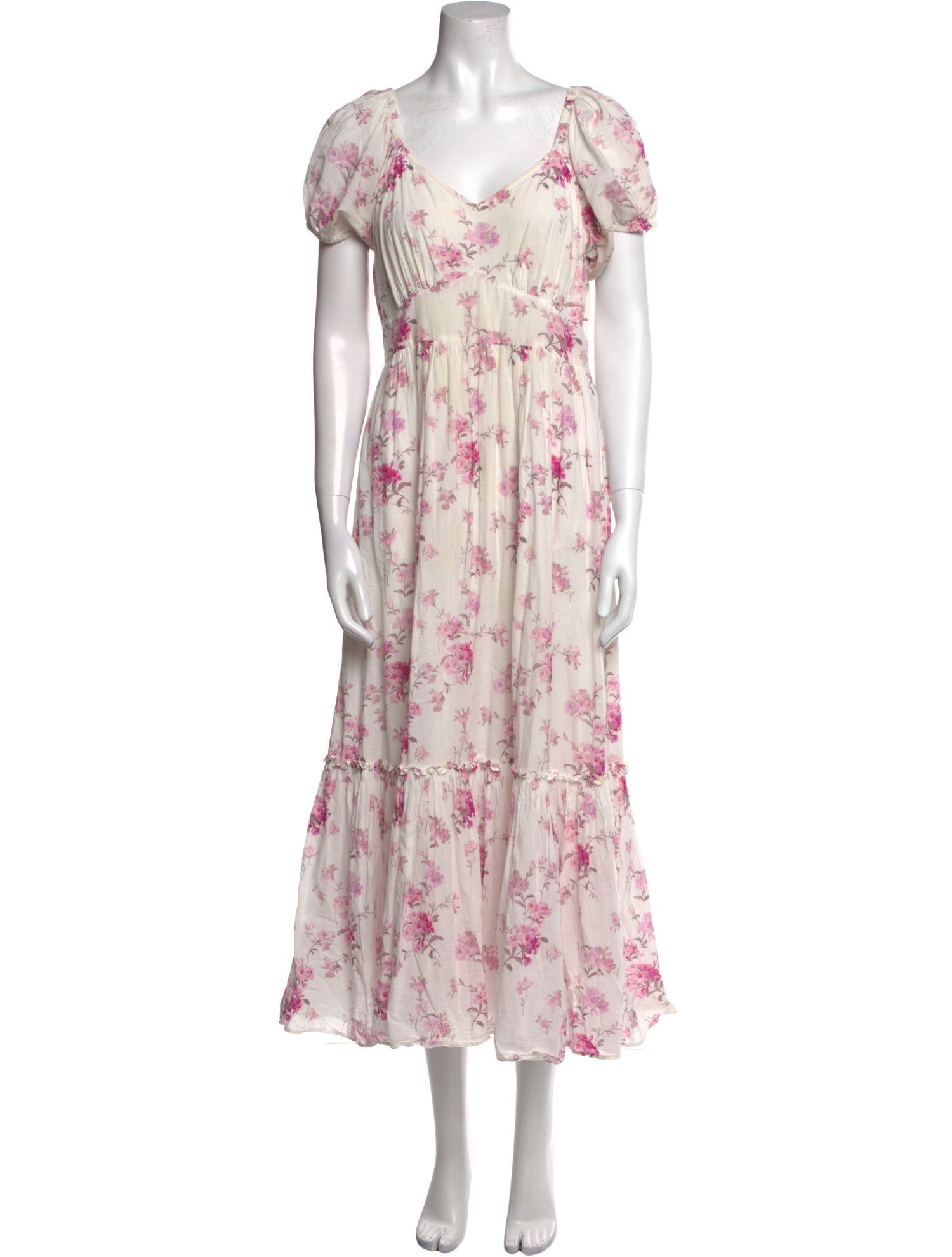 LoveShackFancy Floral Print Midi Length Dress