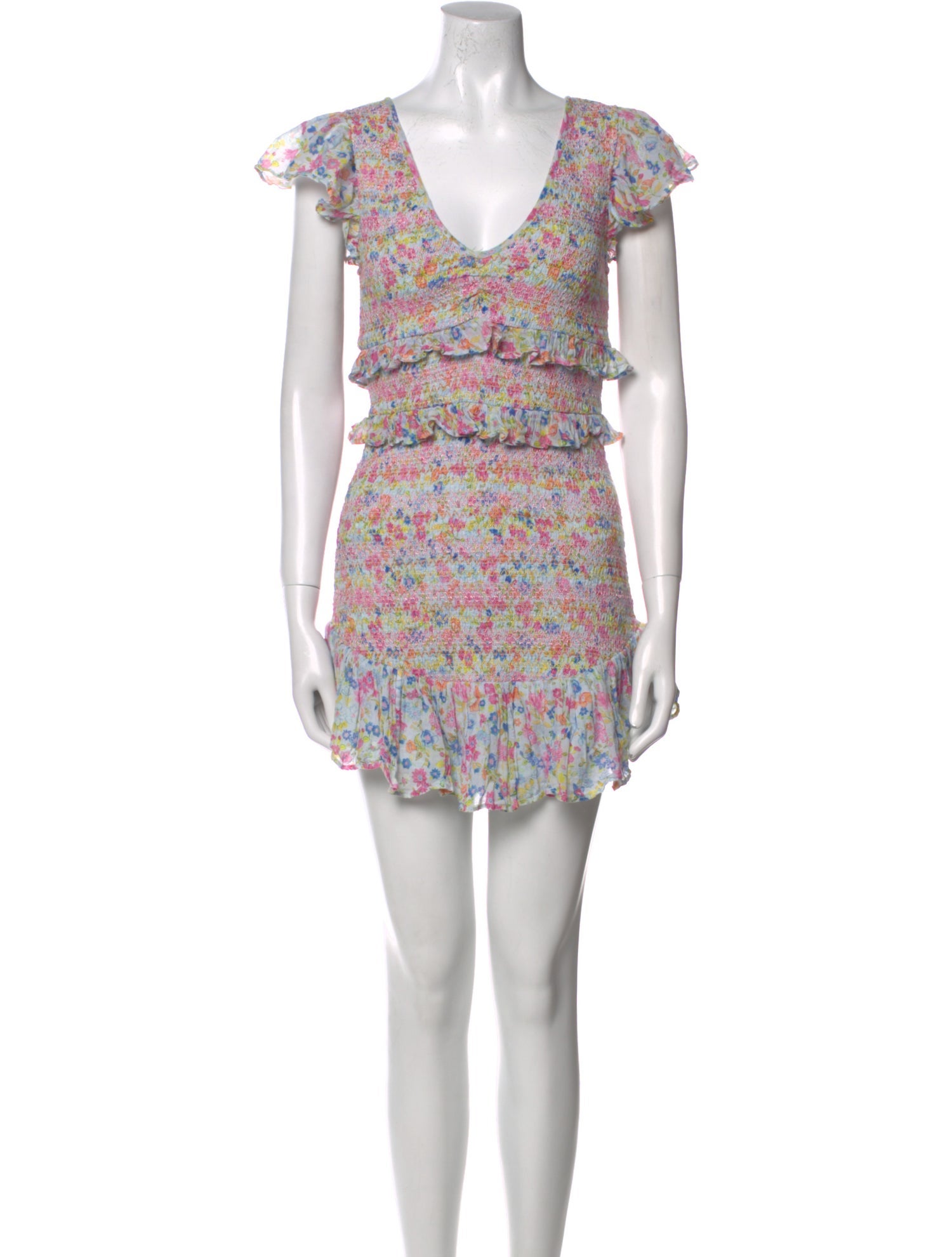 LoveShackFancy Floral Print Mini Dress
