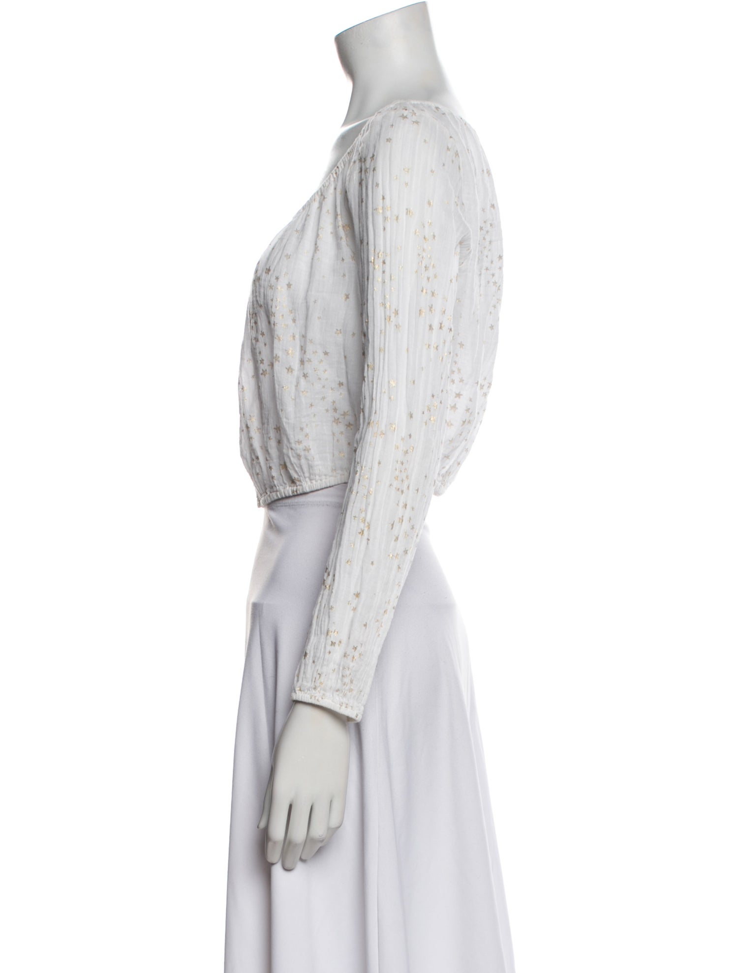 LoveShackFancy Printed Scoop Neck Crop Top