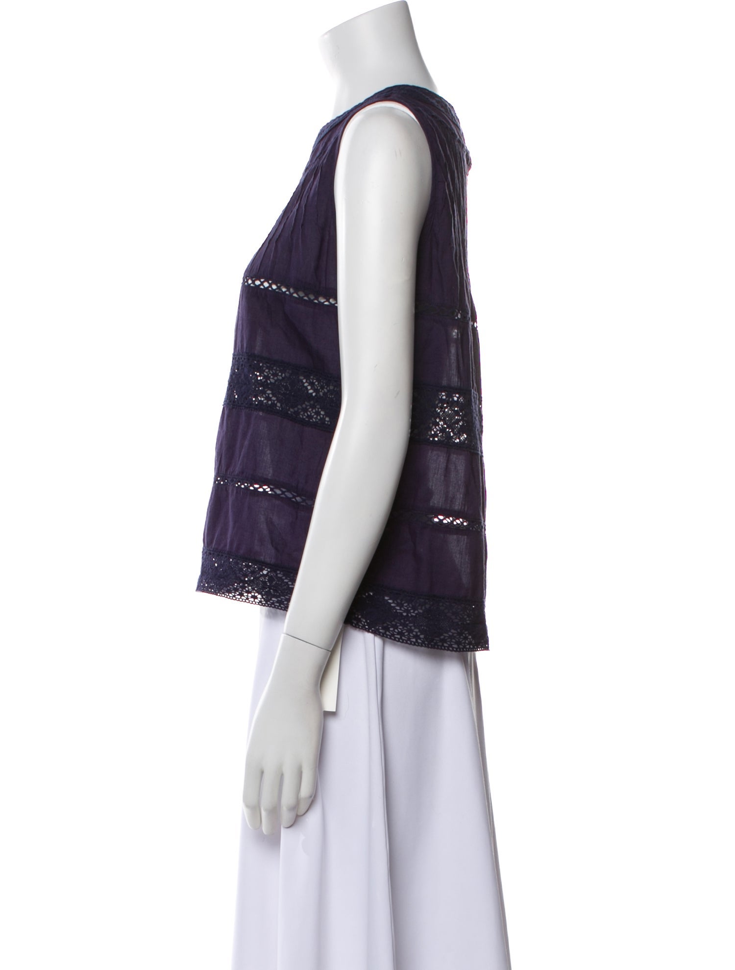 LoveShackFancy Crew Neck Sleeveless Crop Top