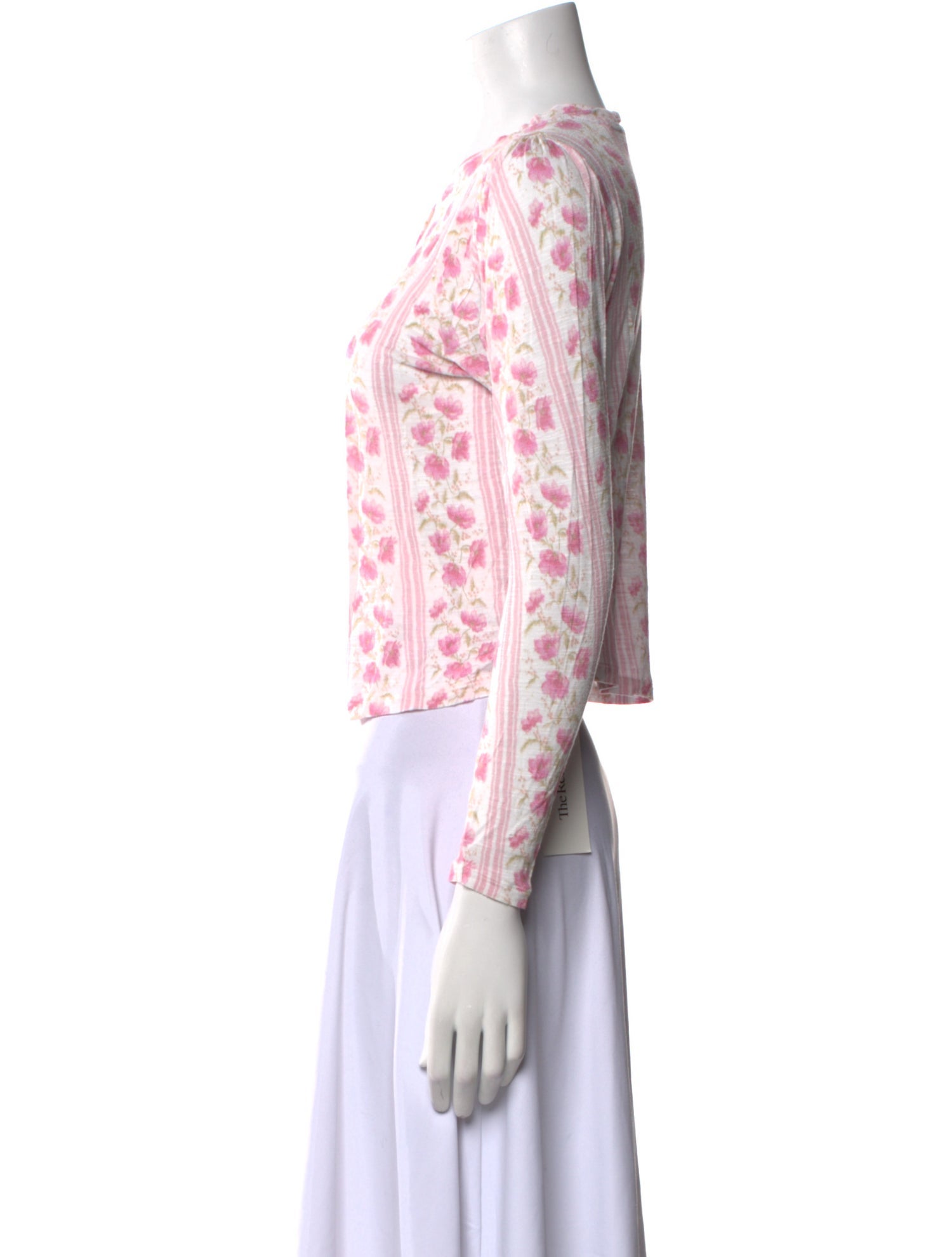 LoveShackFancy Floral Print V-Neck Crop Top