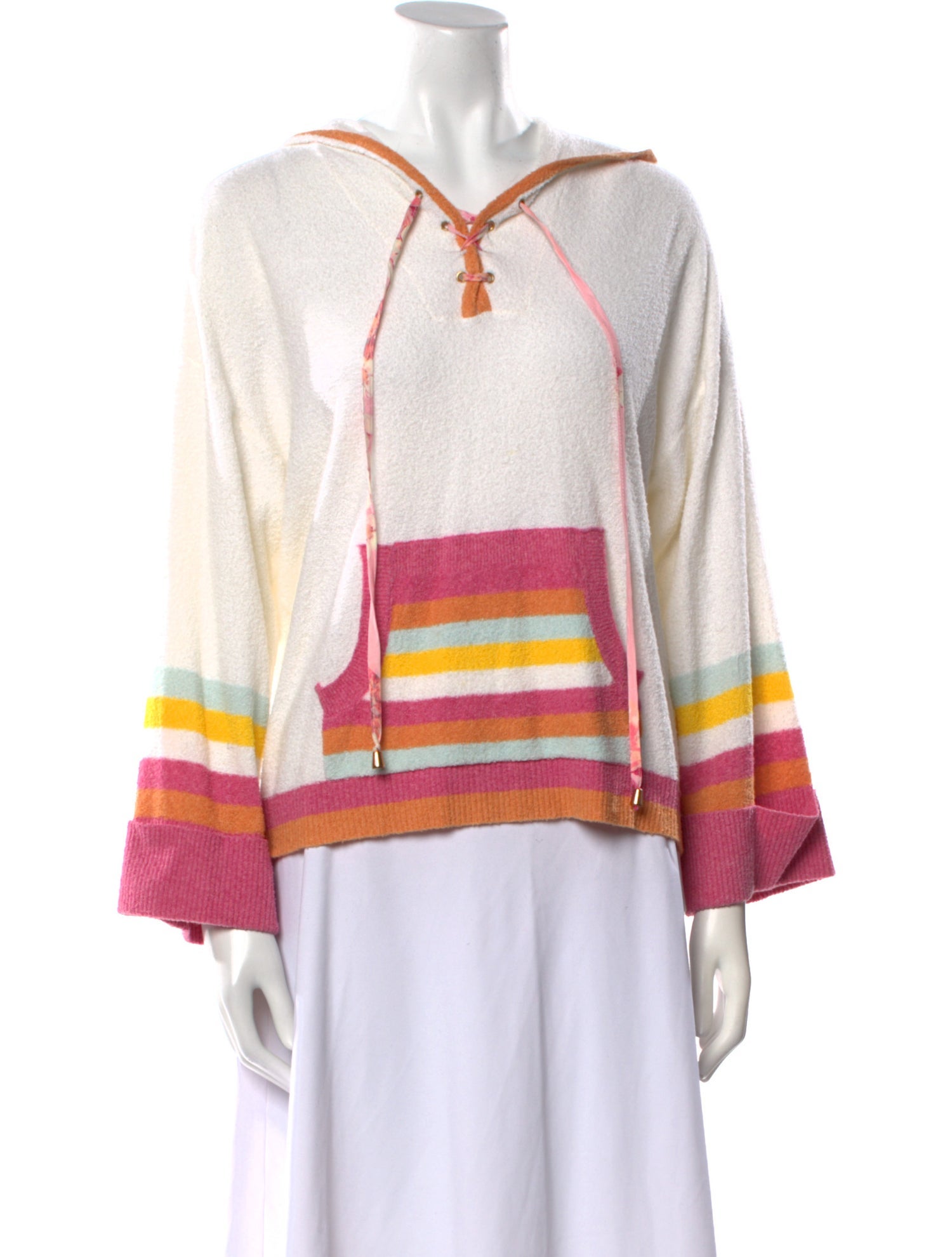 LoveShackFancy Striped V-Neck Hoodie