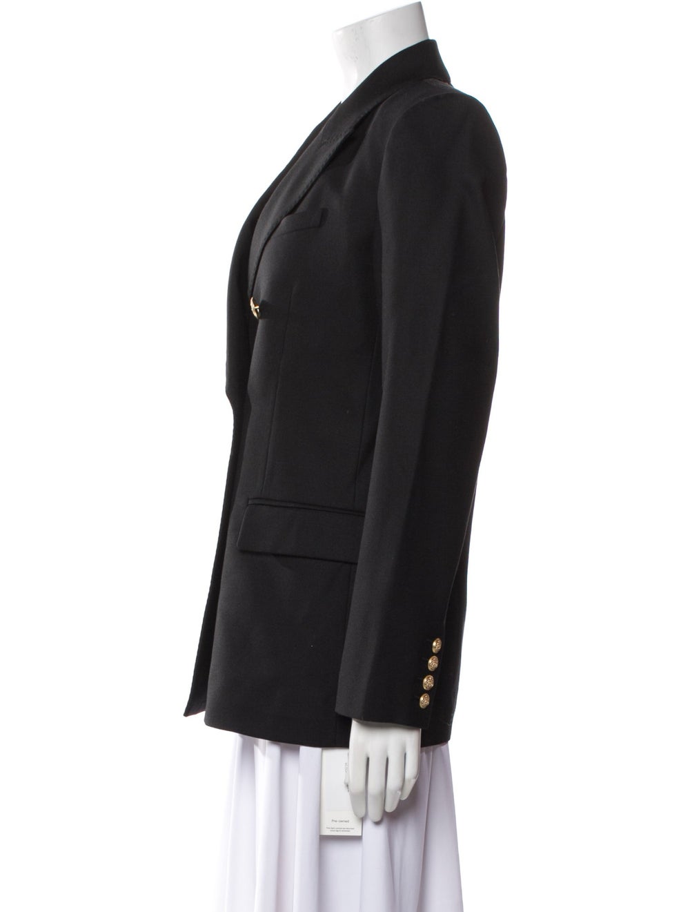 LoveShackFancy Wool Blazer Black Pointed Collar D… - image 2