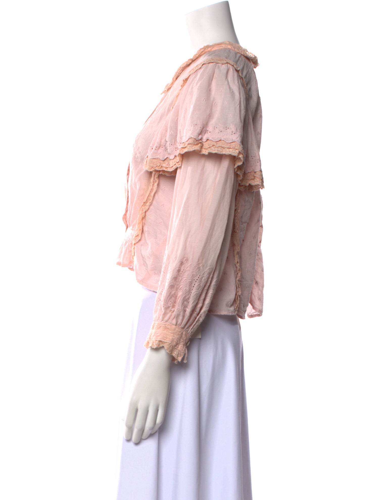 LoveShackFancy V-Neck Long Sleeve Crop Top