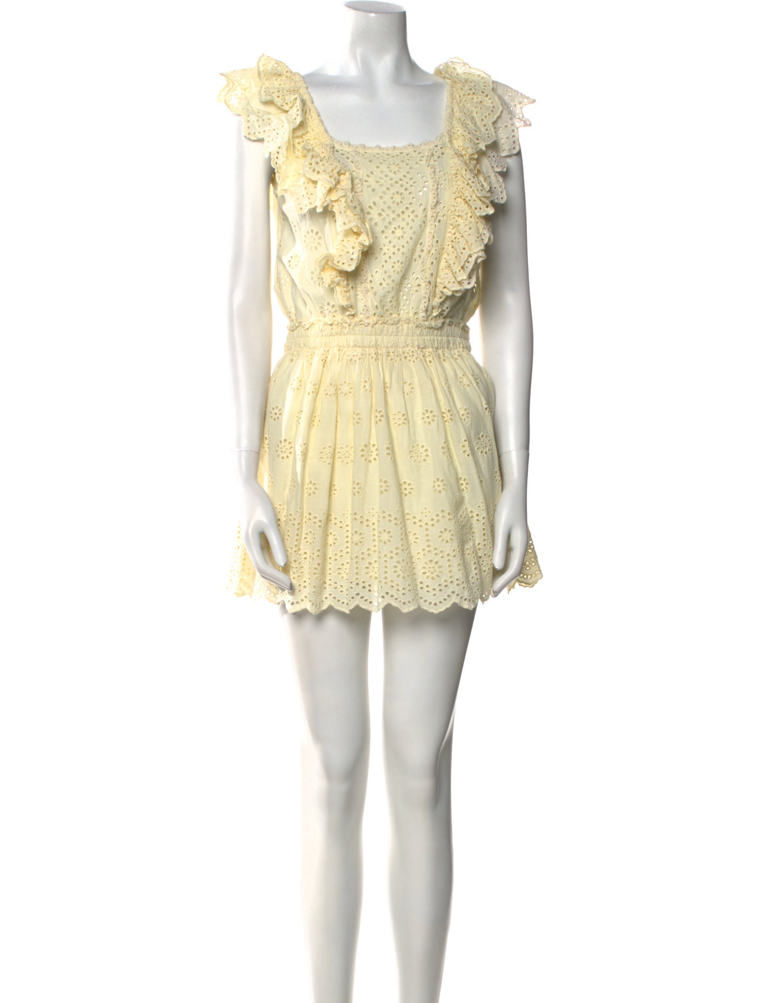 LoveShackFancy Square Neckline Mini Dress