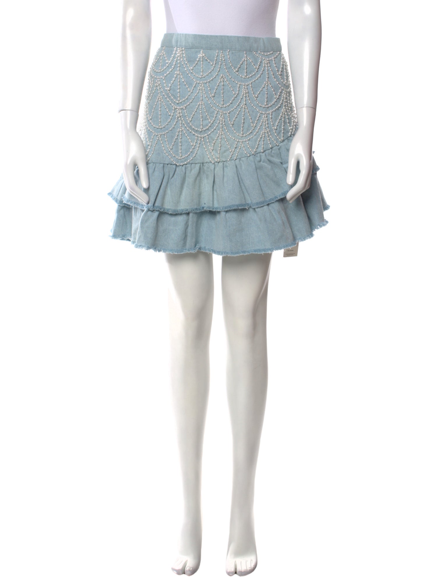 LoveShackFancy Raw-Edge Trim Mini Skirt