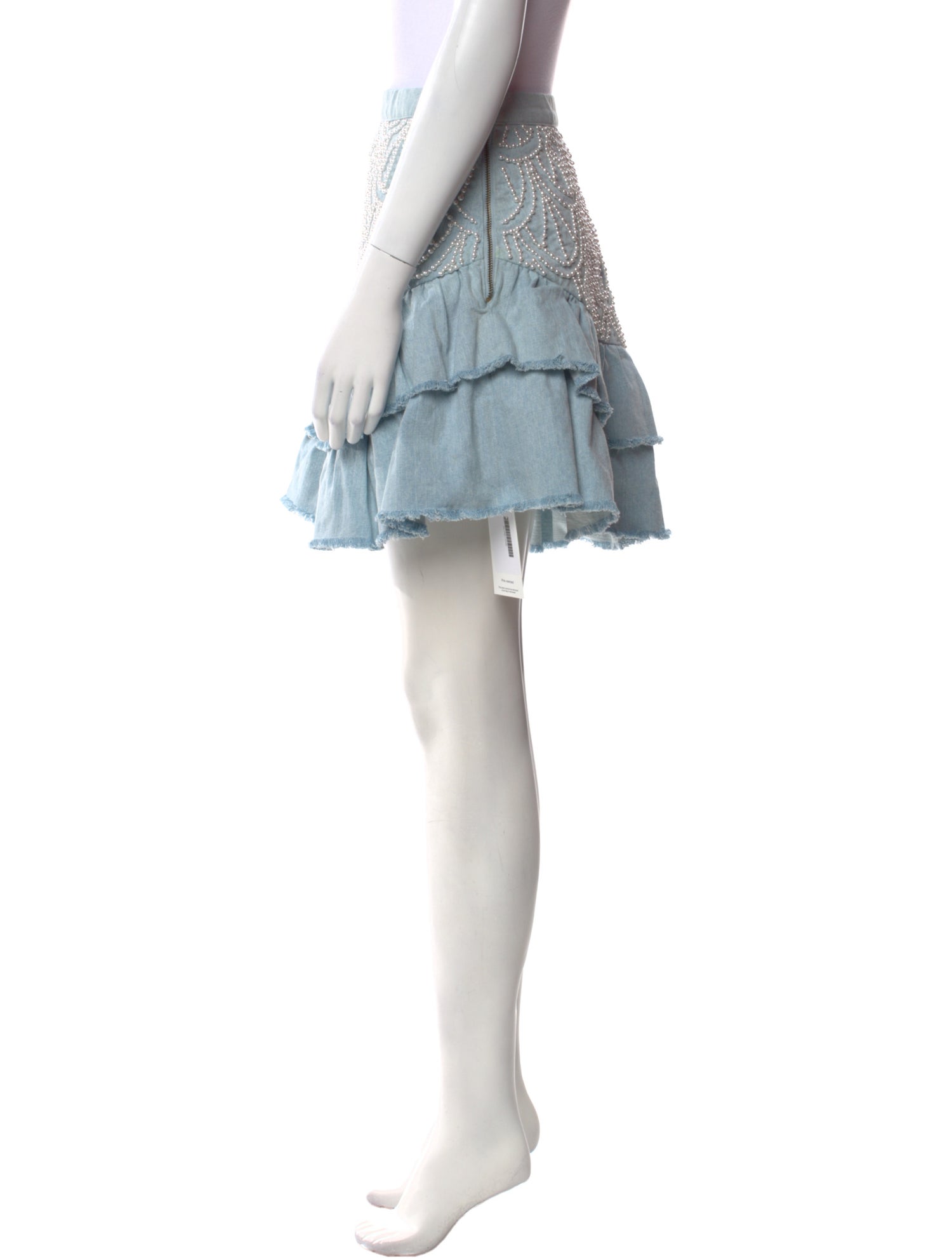 LoveShackFancy Raw-Edge Trim Mini Skirt