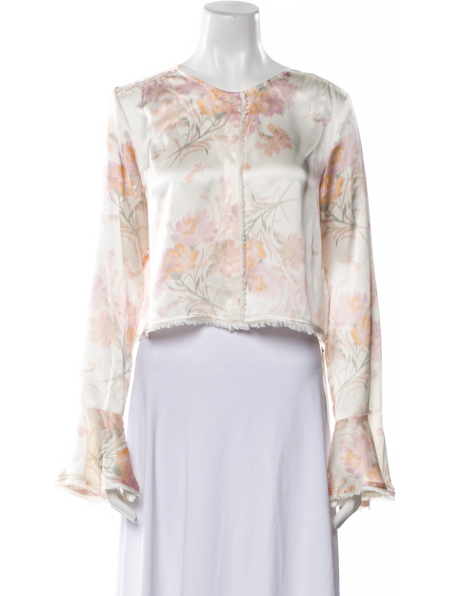 LoveShackFancy Silk Floral Print Crop Top