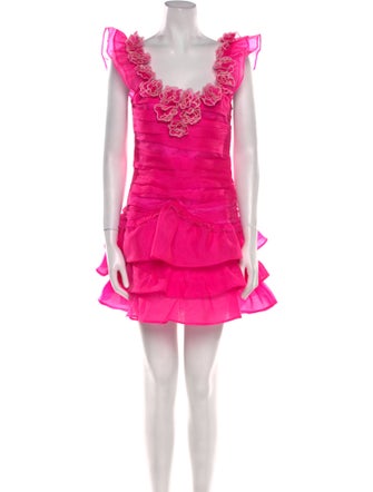 LoveShackFancy Square Neckline Mini Dress