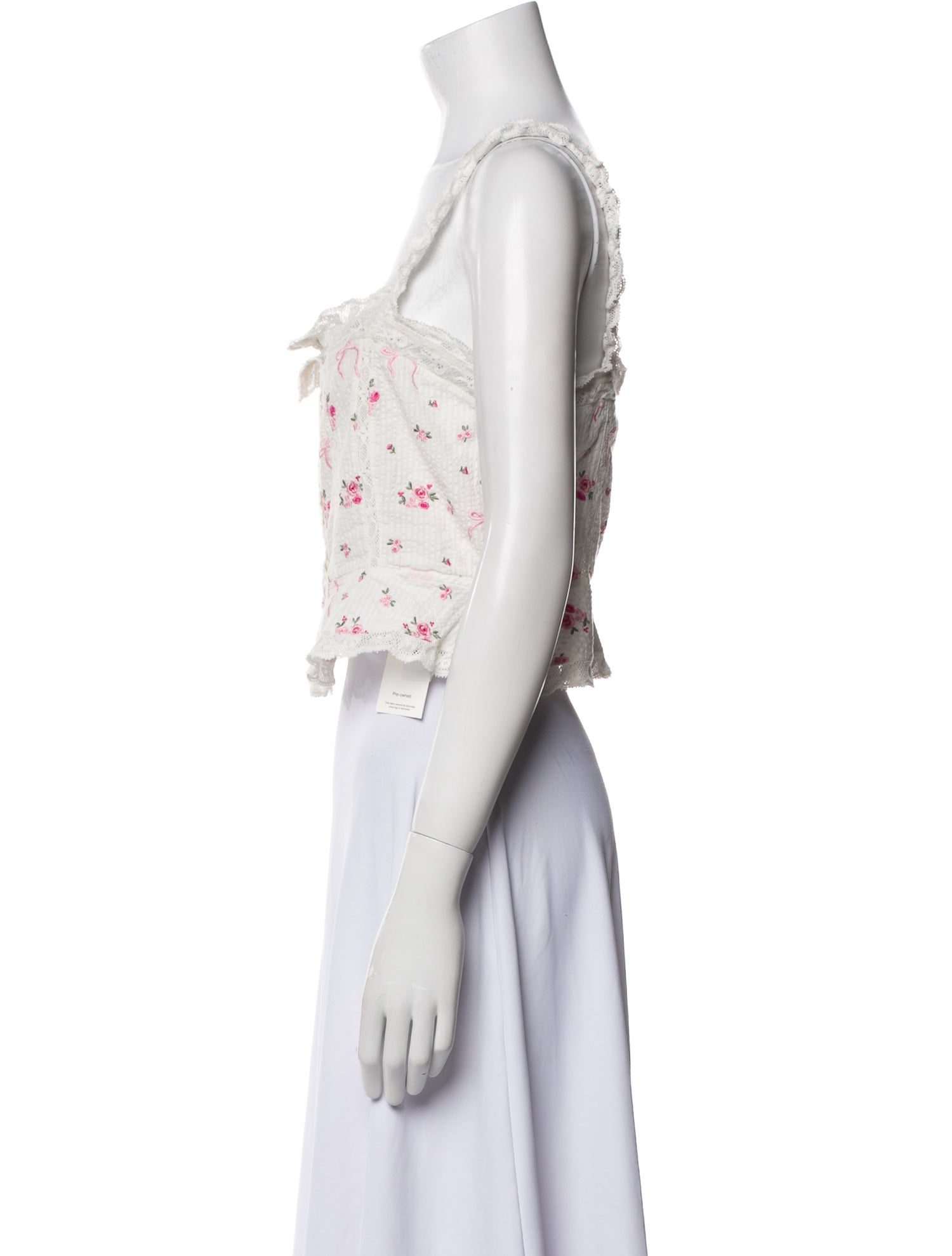 LoveShackFancy Floral Print Square Neckline Crop Top w/ Tags